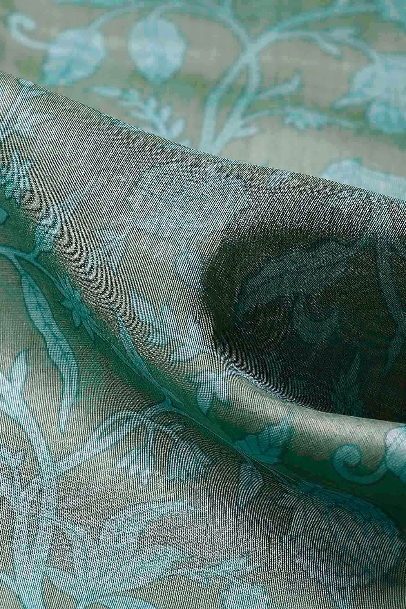 Sage Green Chanderi Silk Cotton Saree