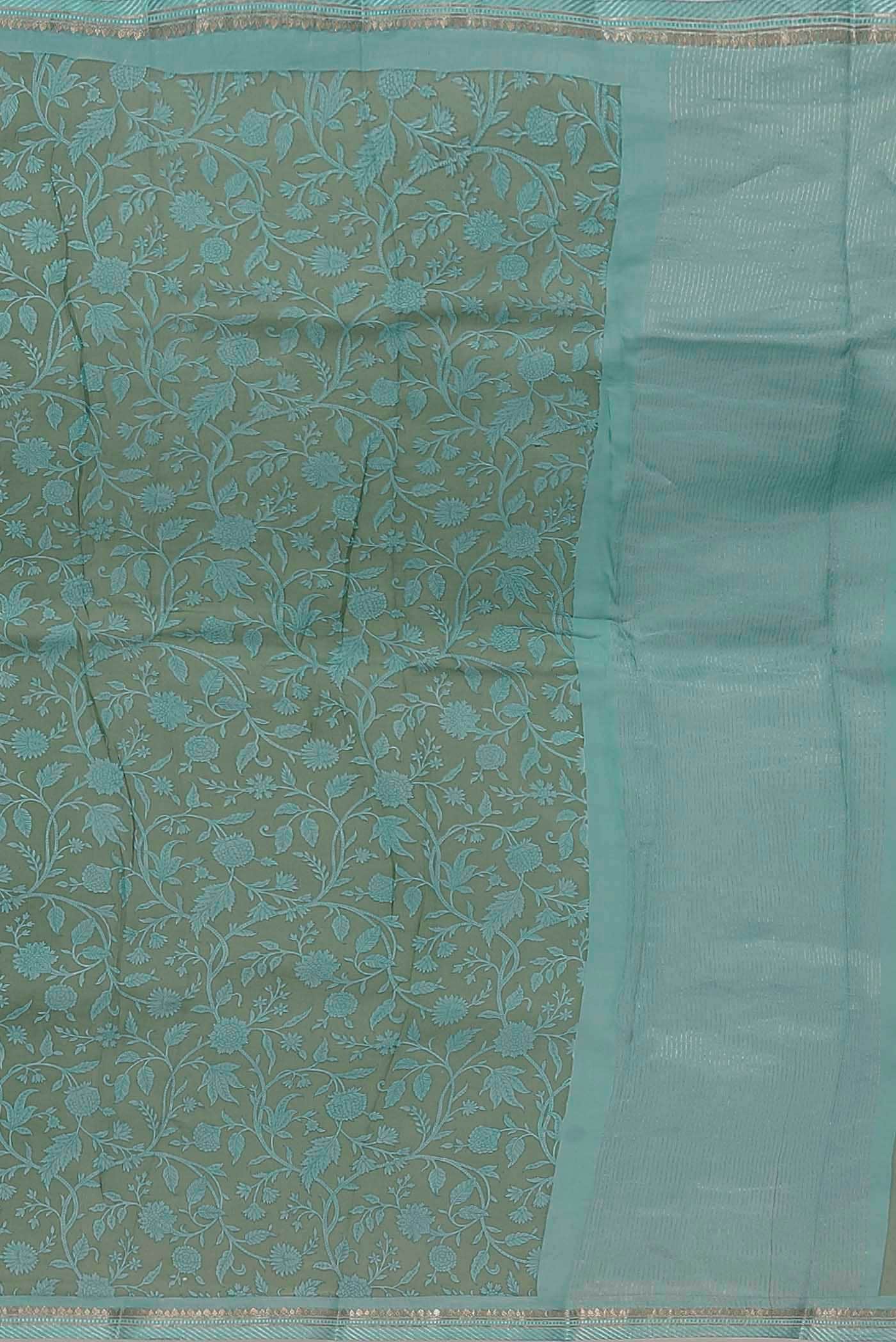Sage Green Chanderi Silk Cotton Saree