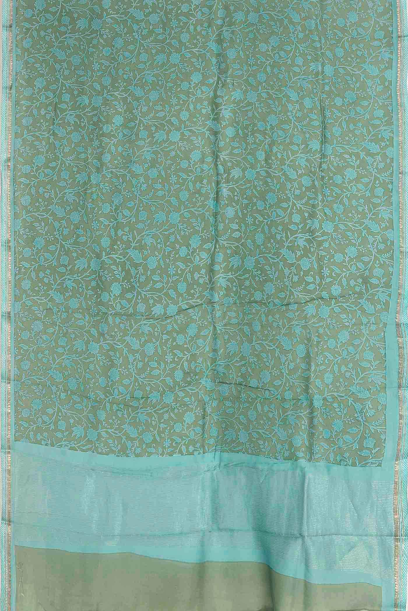 Sage Green Chanderi Silk Cotton Saree