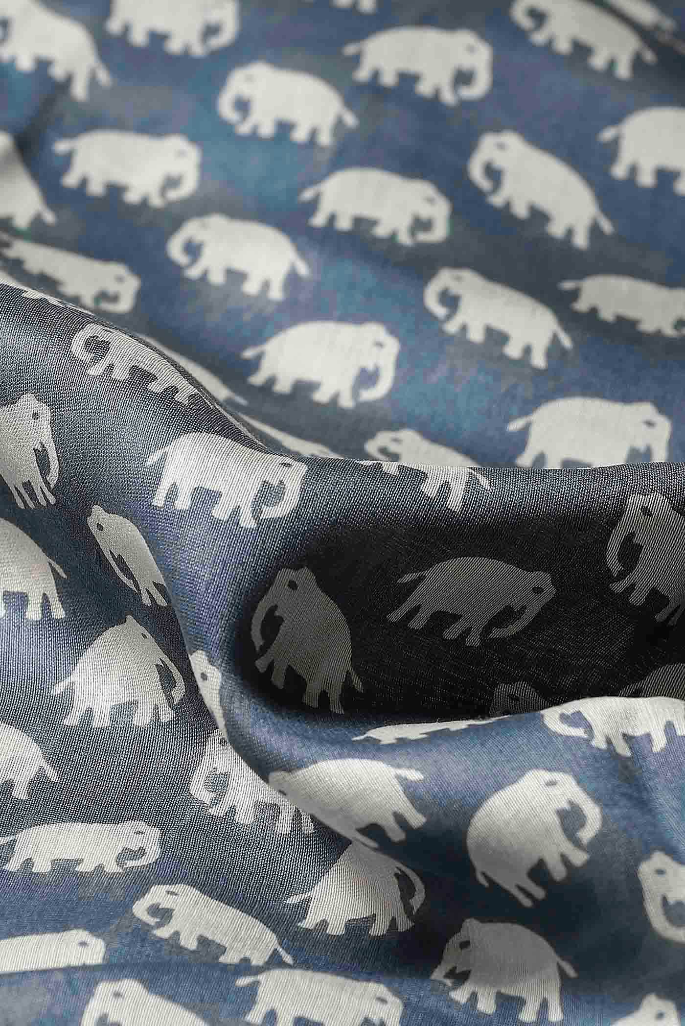 Blue Grey Chanderi Silk Cotton Saree
