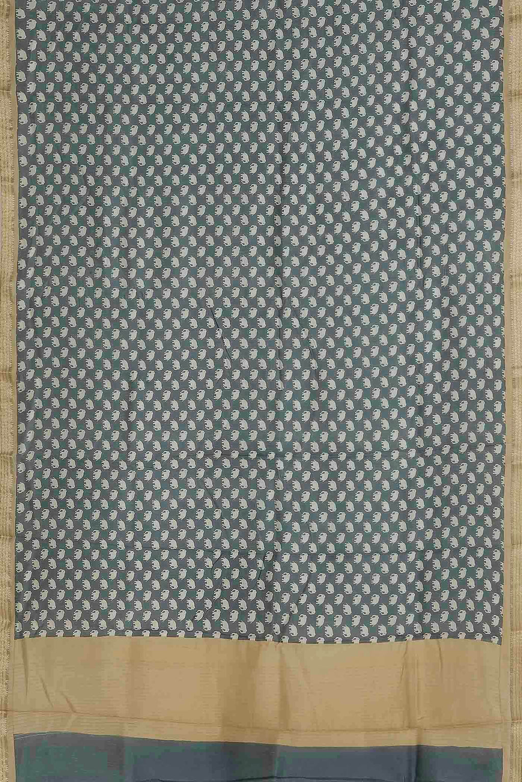 Blue Grey Chanderi Silk Cotton Saree