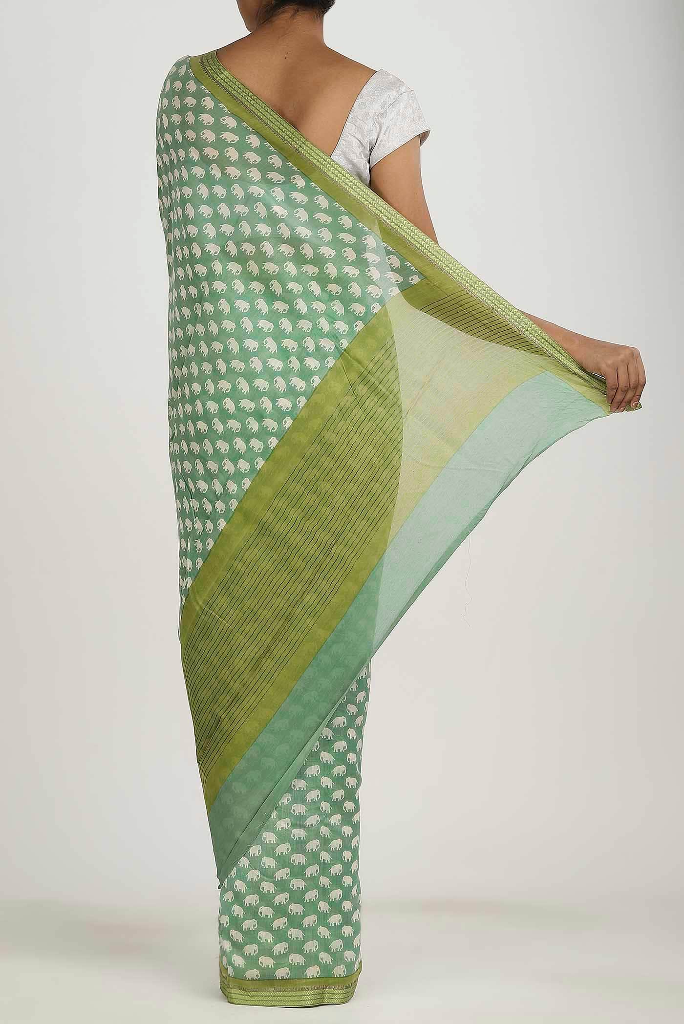 Green Chanderi Silk Cotton Saree