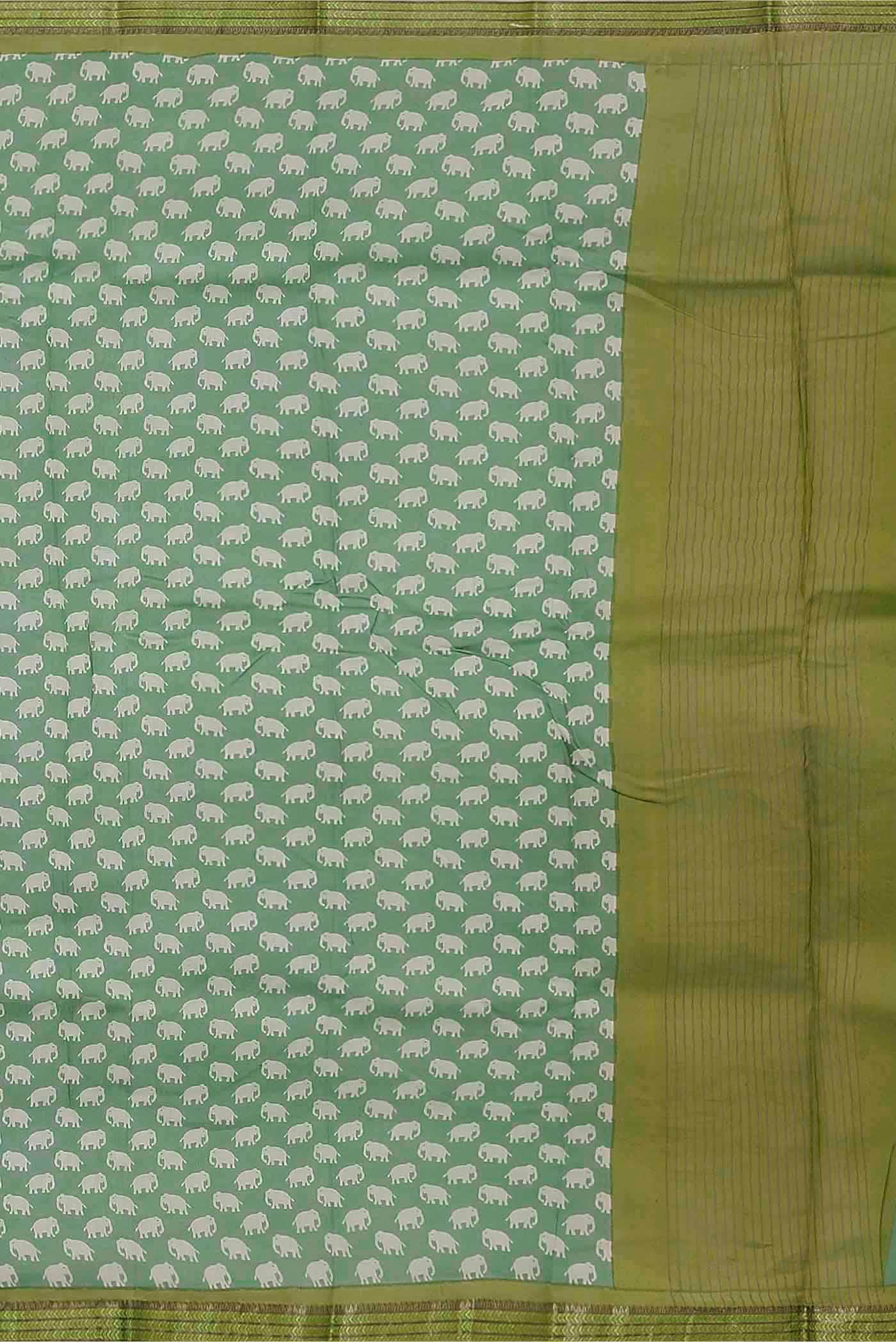 Green Chanderi Silk Cotton Saree