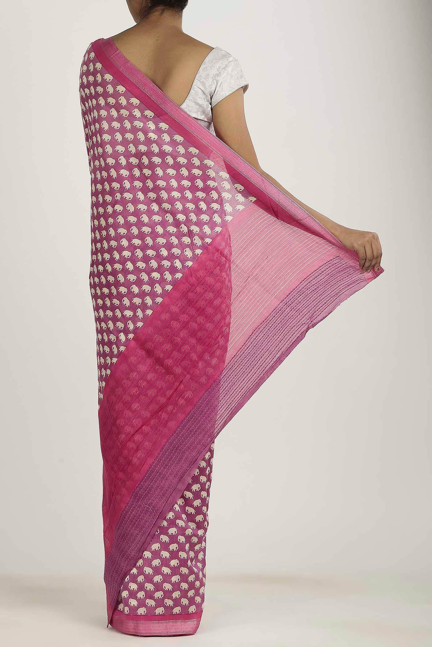 Pink Chanderi Silk Cotton Saree