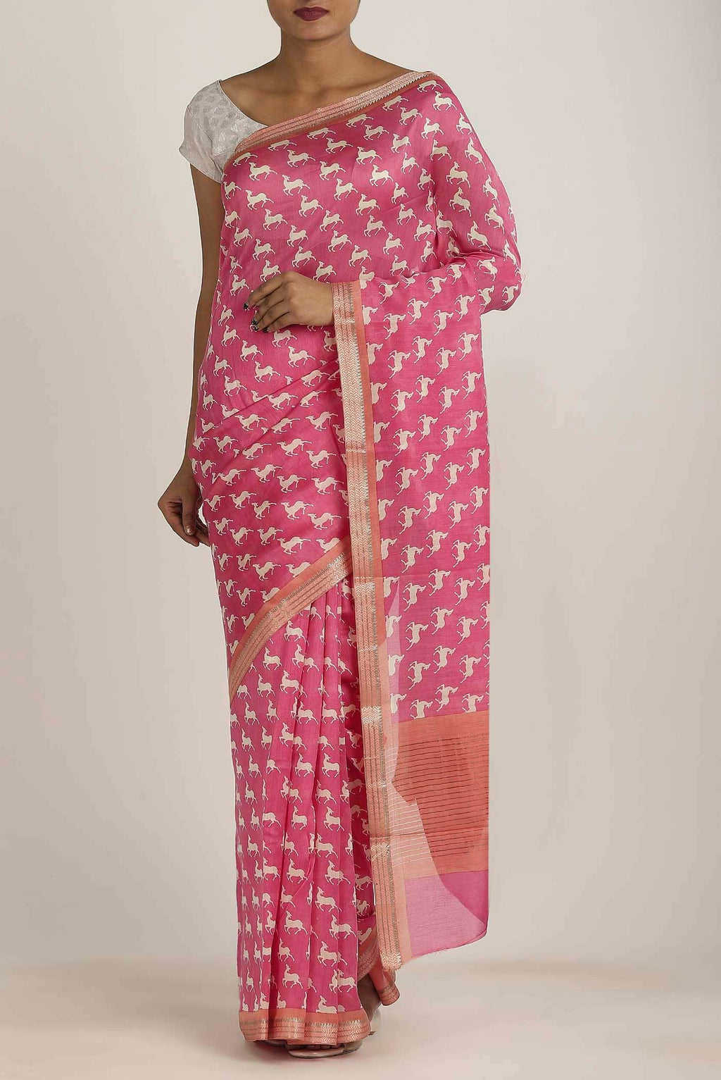 Pink Chanderi Silk Cotton Saree