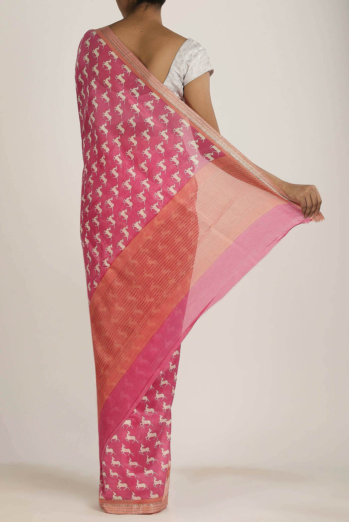 Pink Chanderi Silk Cotton Saree