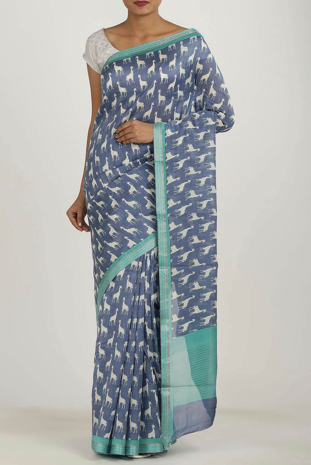 Blue Chanderi Silk Cotton Saree