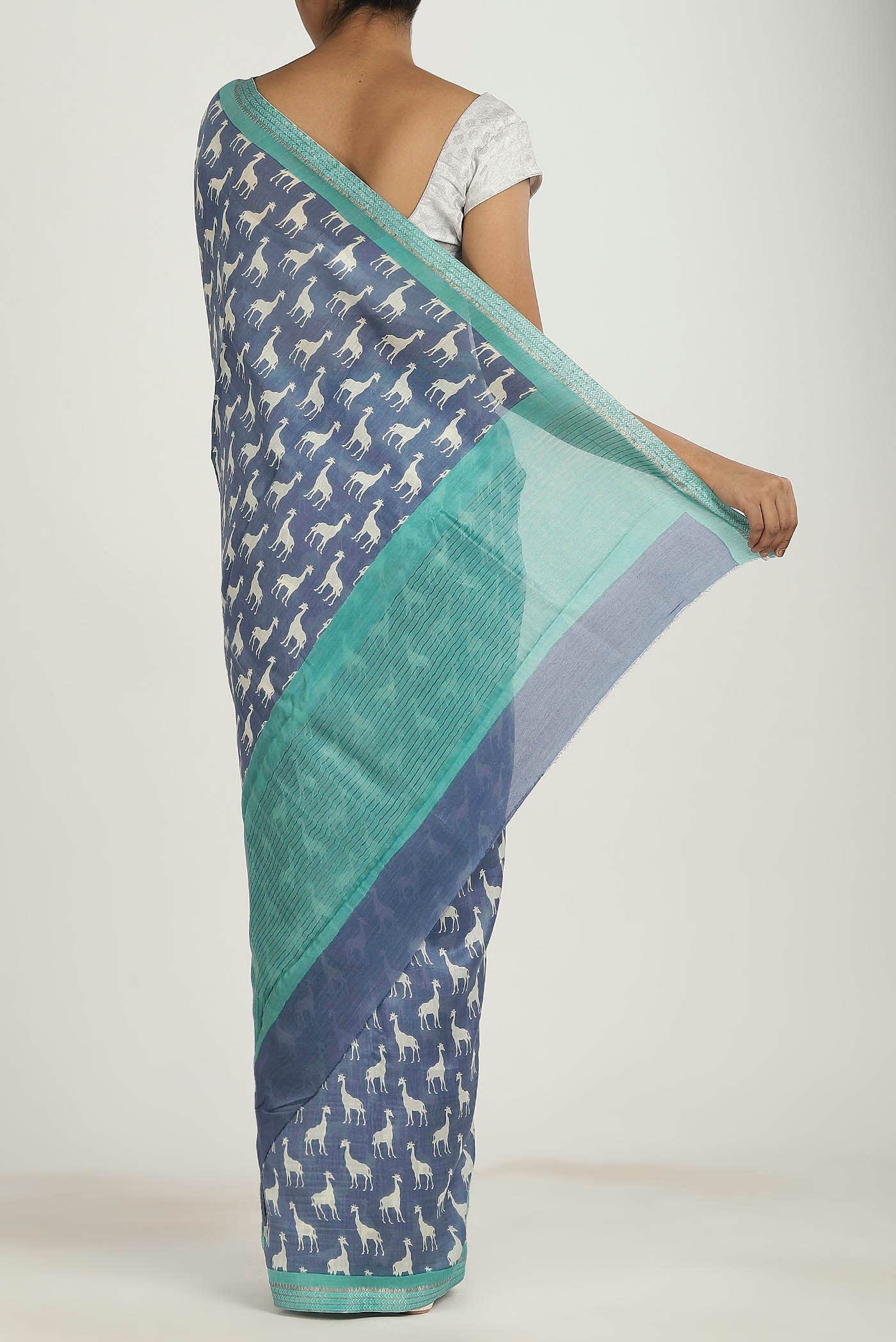 Blue Chanderi Silk Cotton Saree