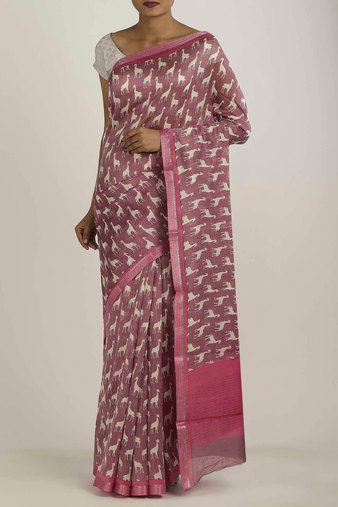 Mauve Chanderi Silk Cotton Saree
