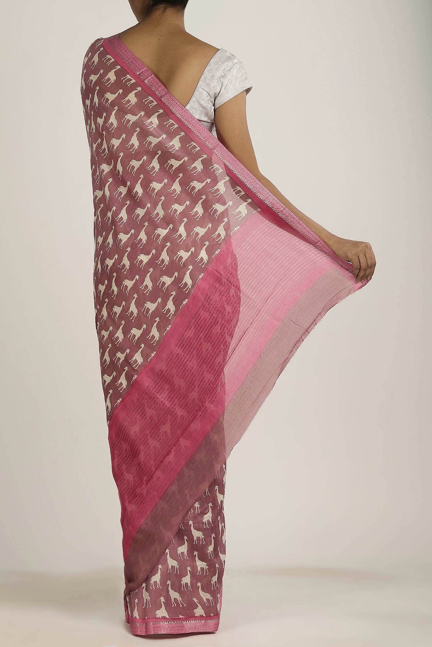 Mauve Chanderi Silk Cotton Saree