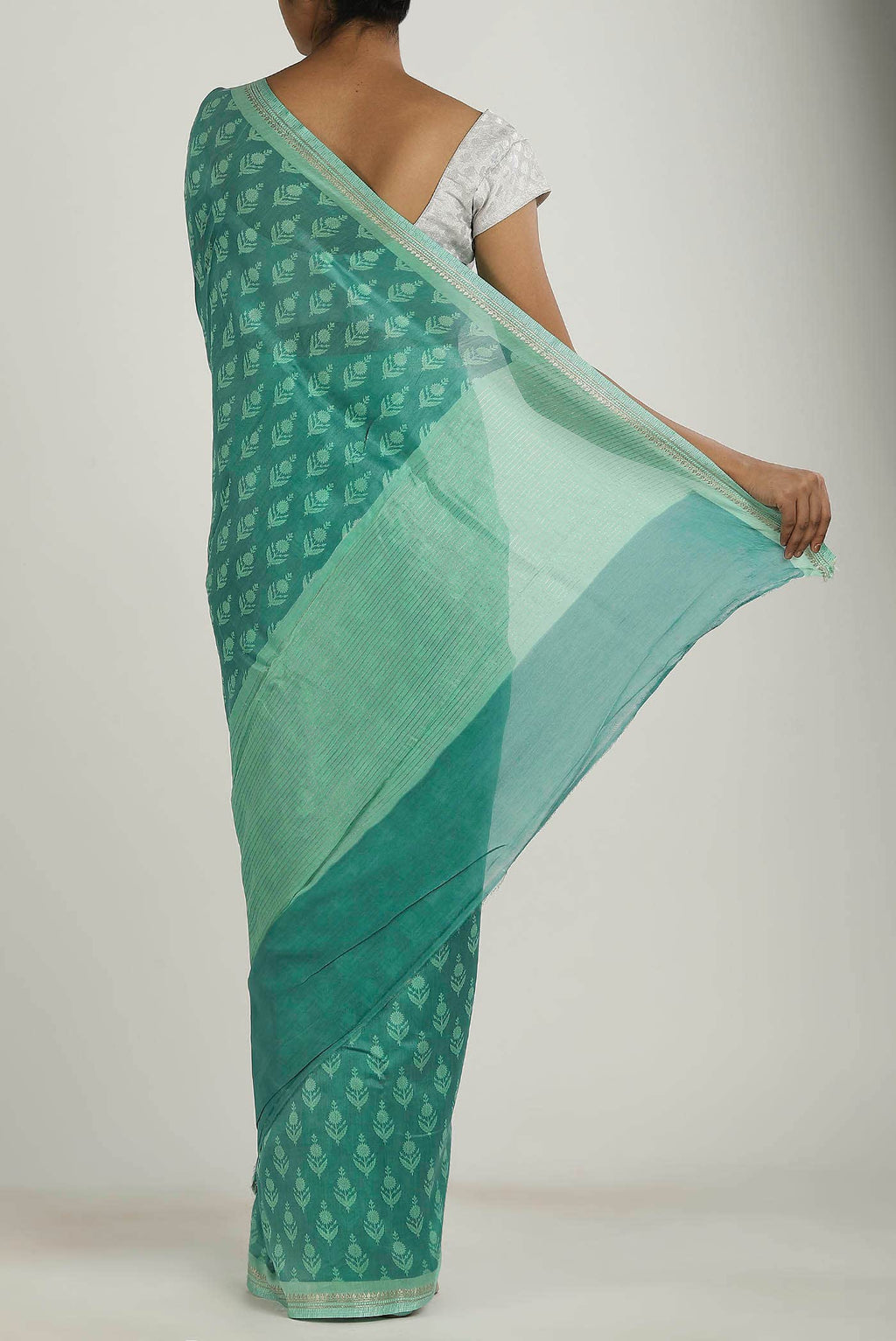 Green Chanderi Silk Cotton Saree