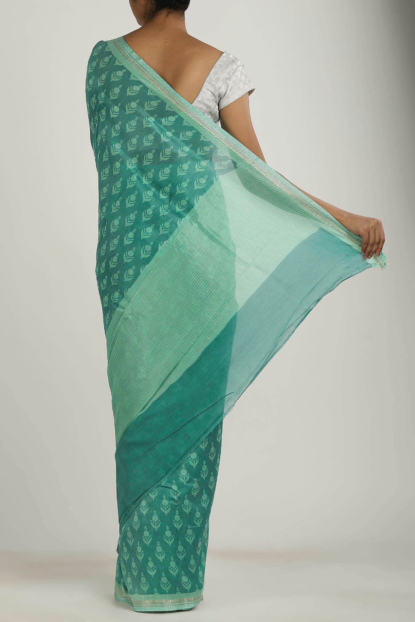 Green Chanderi Silk Cotton Saree