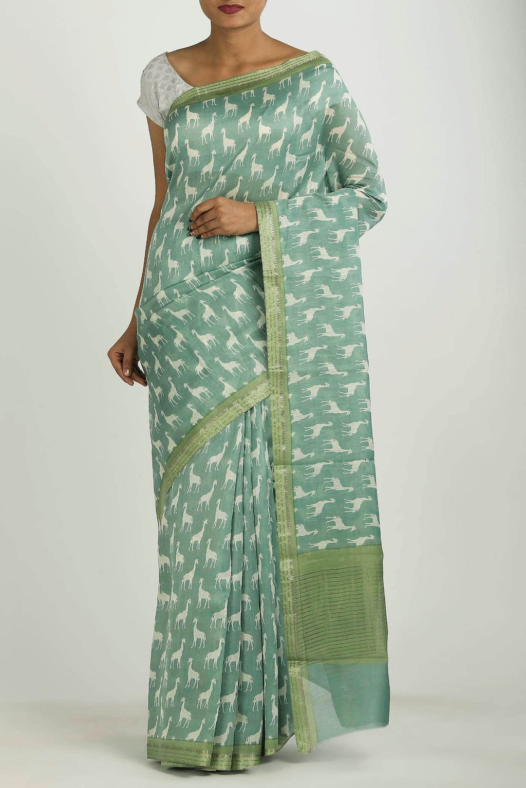 Green Chanderi Silk Cotton Saree
