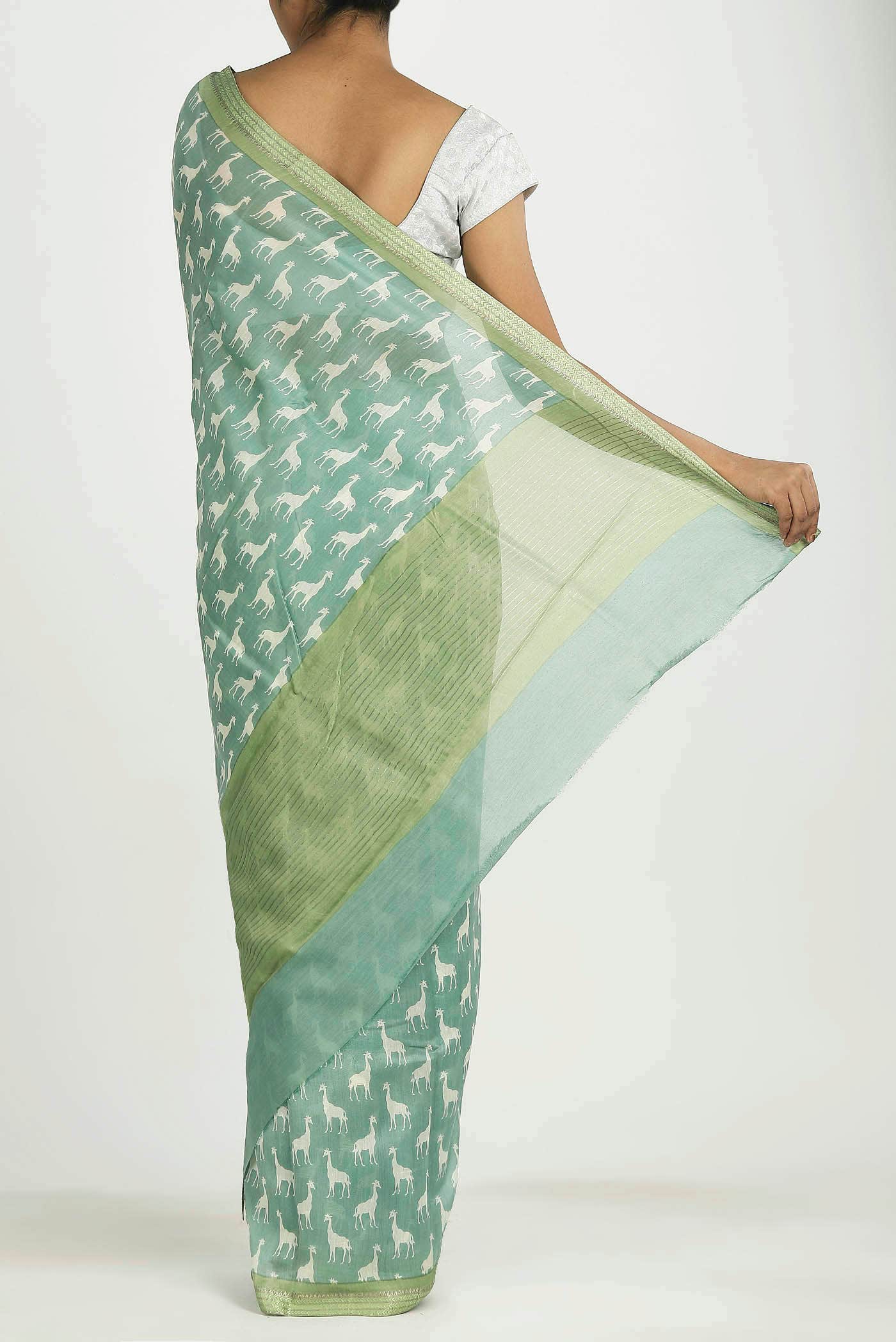 Green Chanderi Silk Cotton Saree