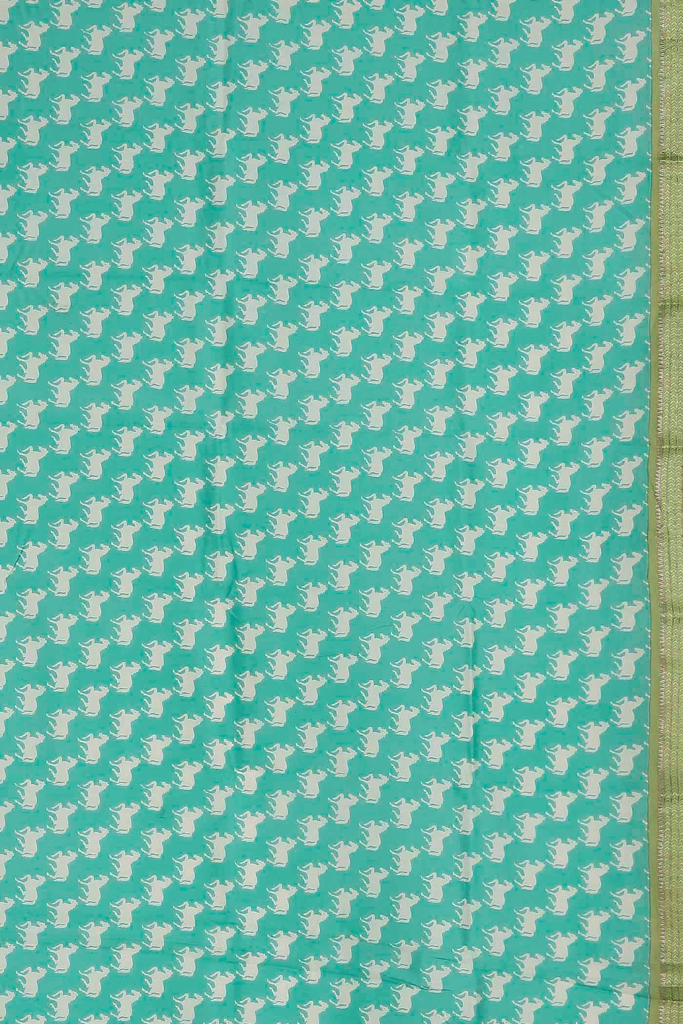 Turquoise Chanderi Silk Cotton Saree