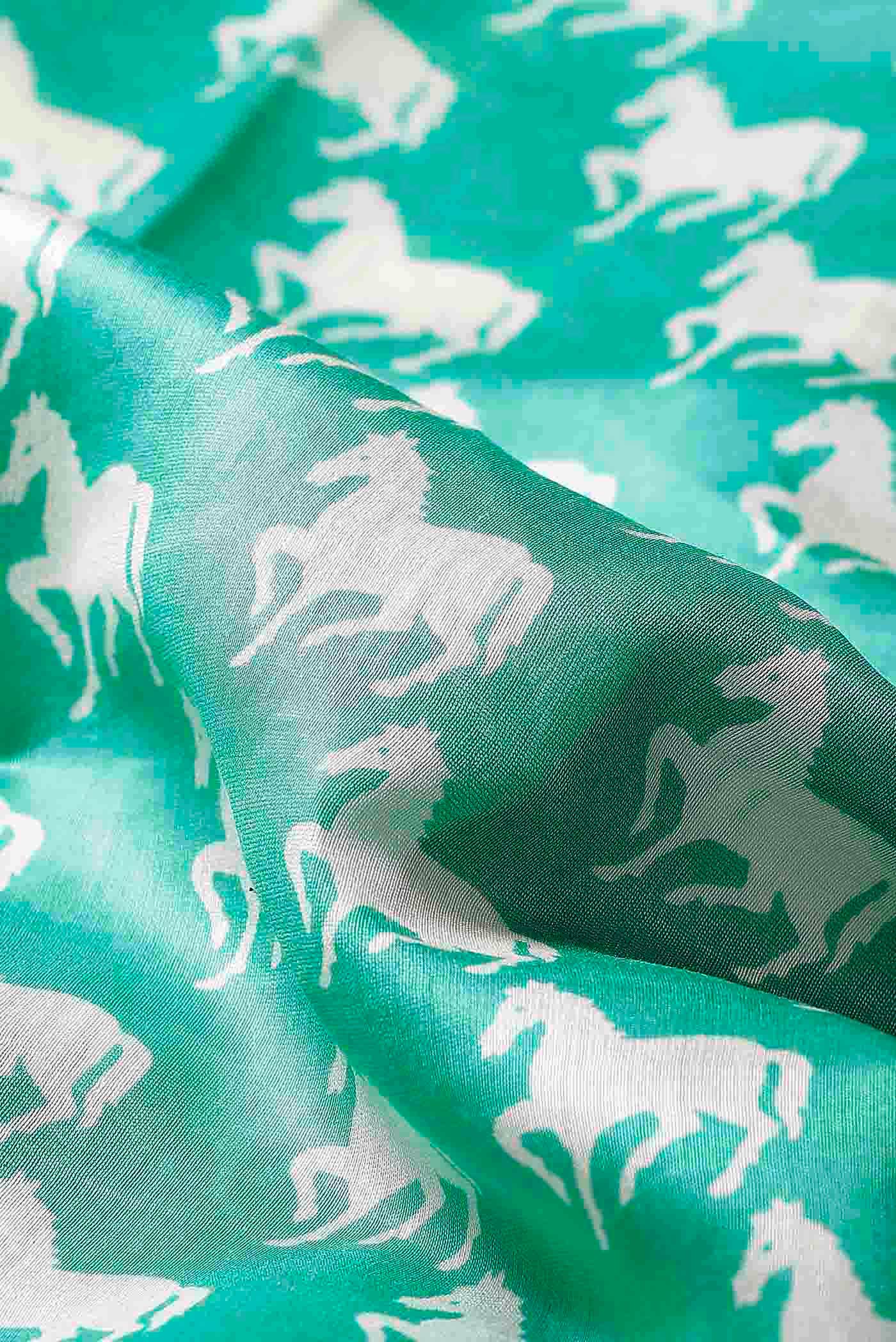 Turquoise Chanderi Silk Cotton Saree