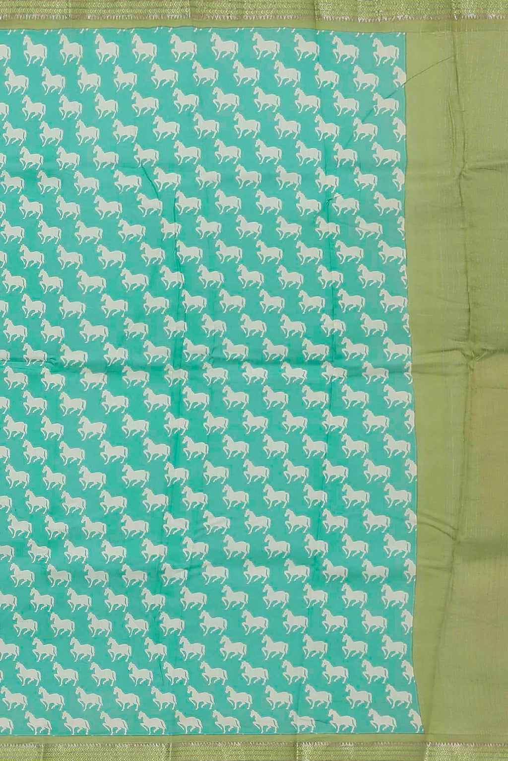 Turquoise Chanderi Silk Cotton Saree
