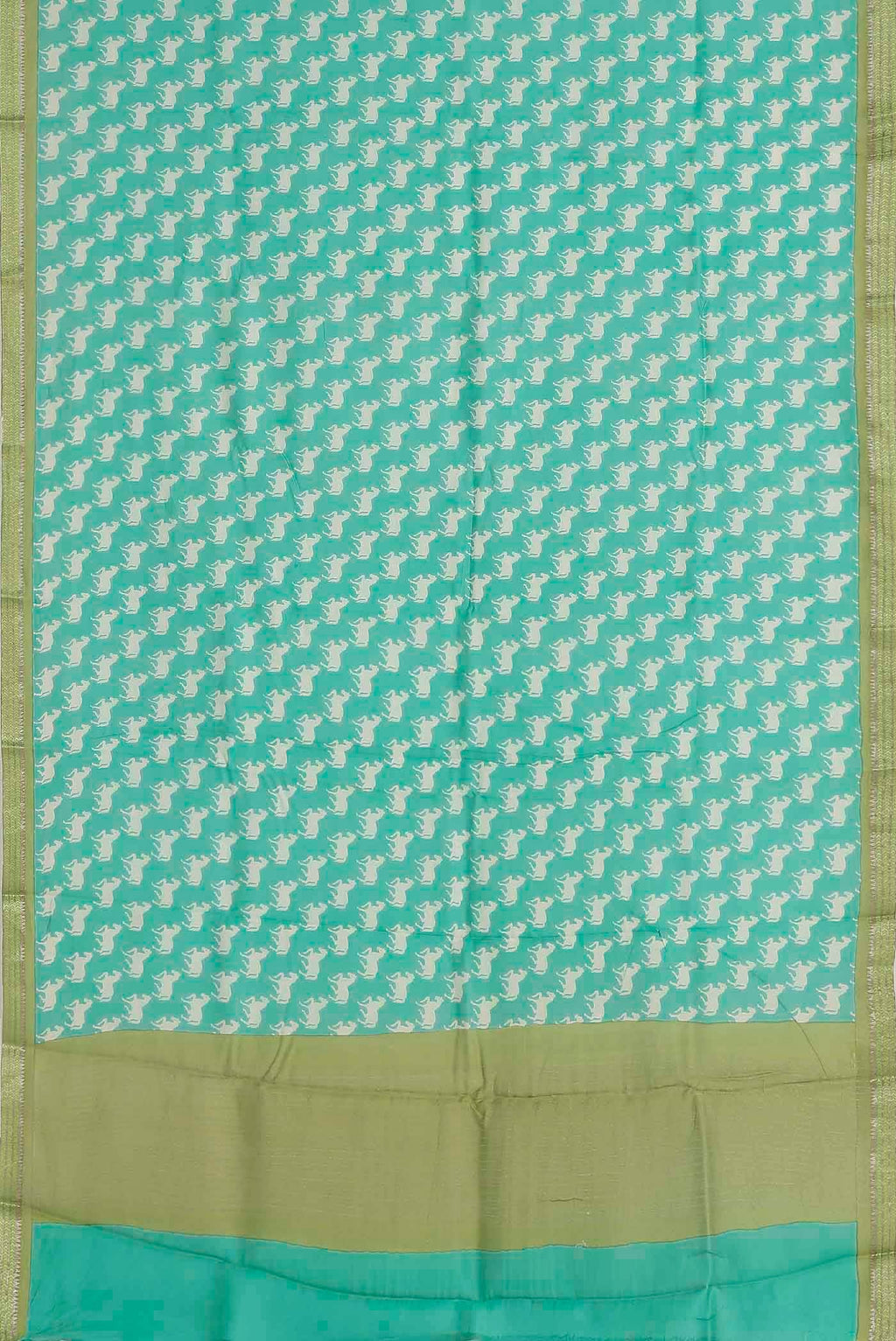 Turquoise Chanderi Silk Cotton Saree