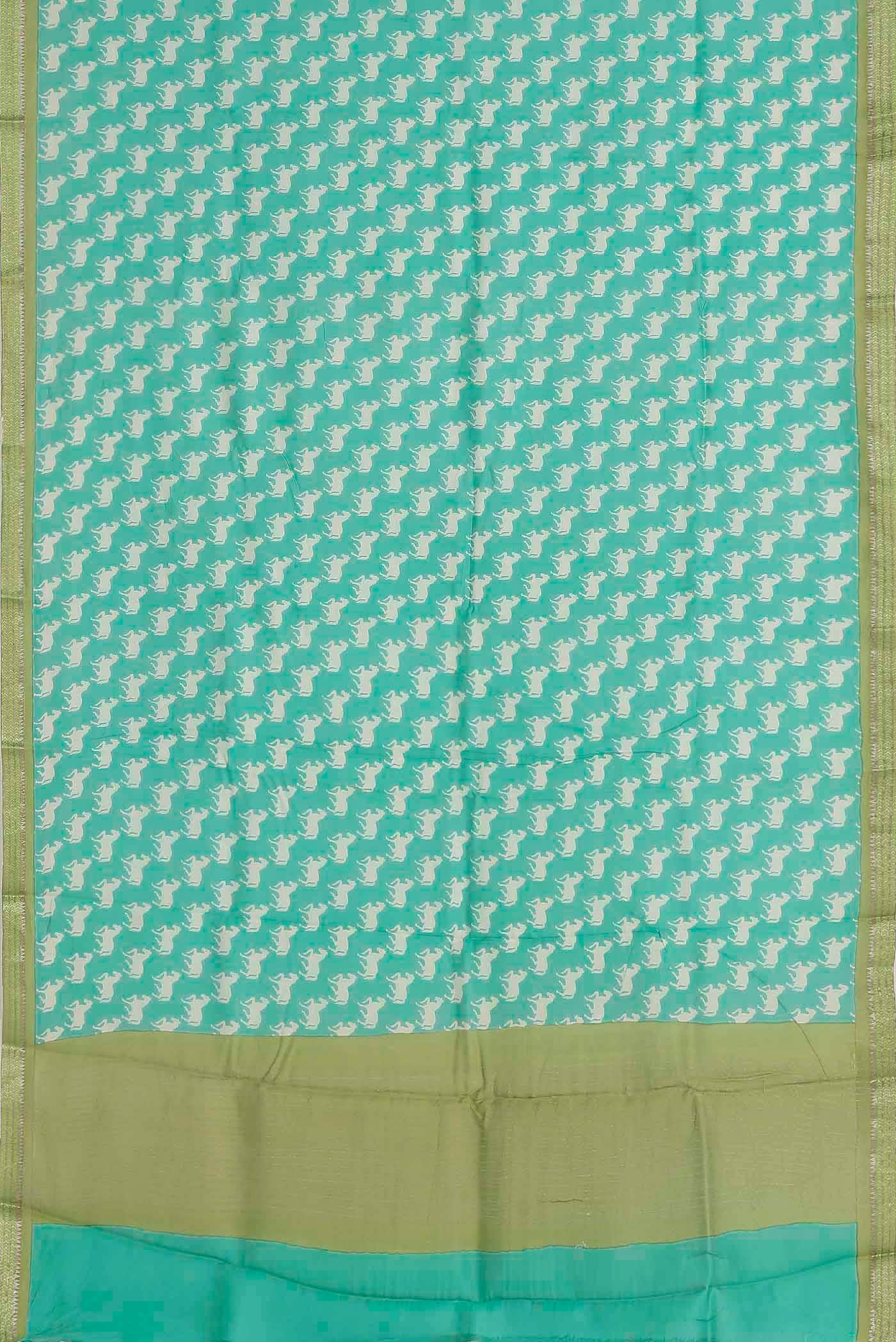 Turquoise Chanderi Silk Cotton Saree