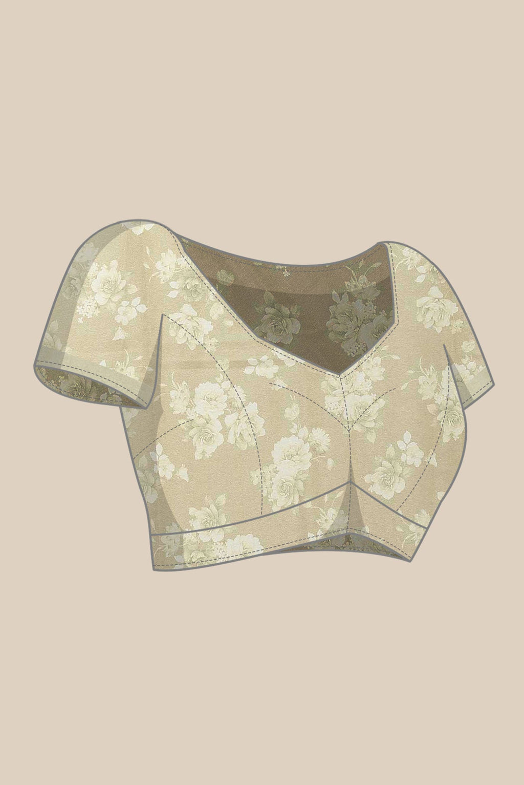 Beige Mysore Chiffon Saree