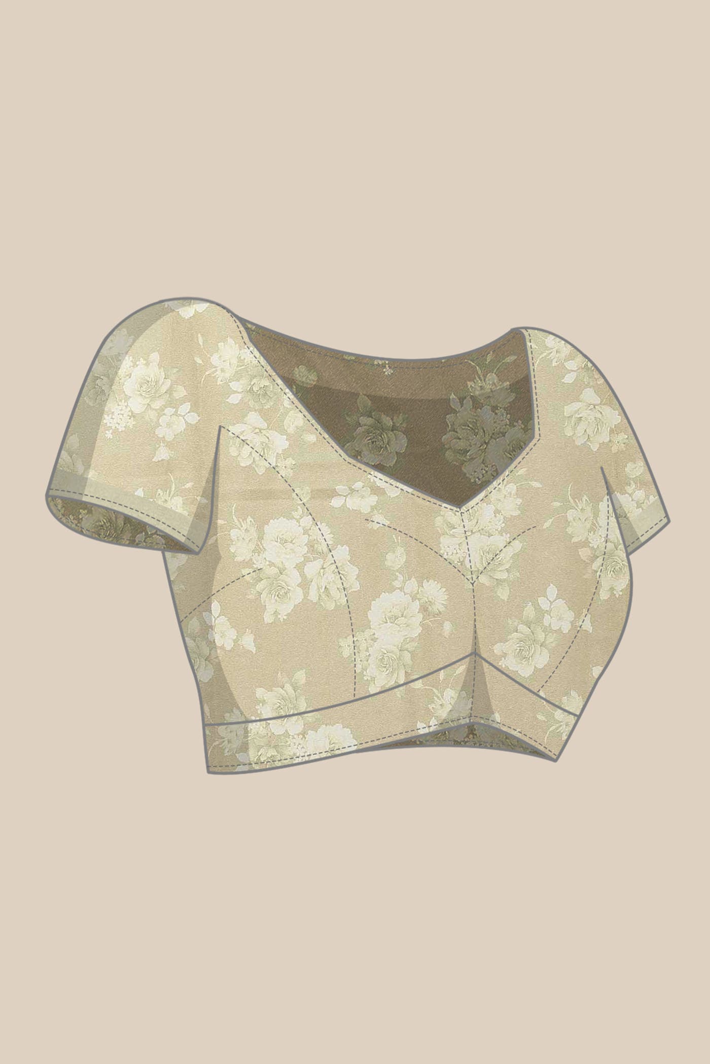 Beige Mysore Chiffon Saree