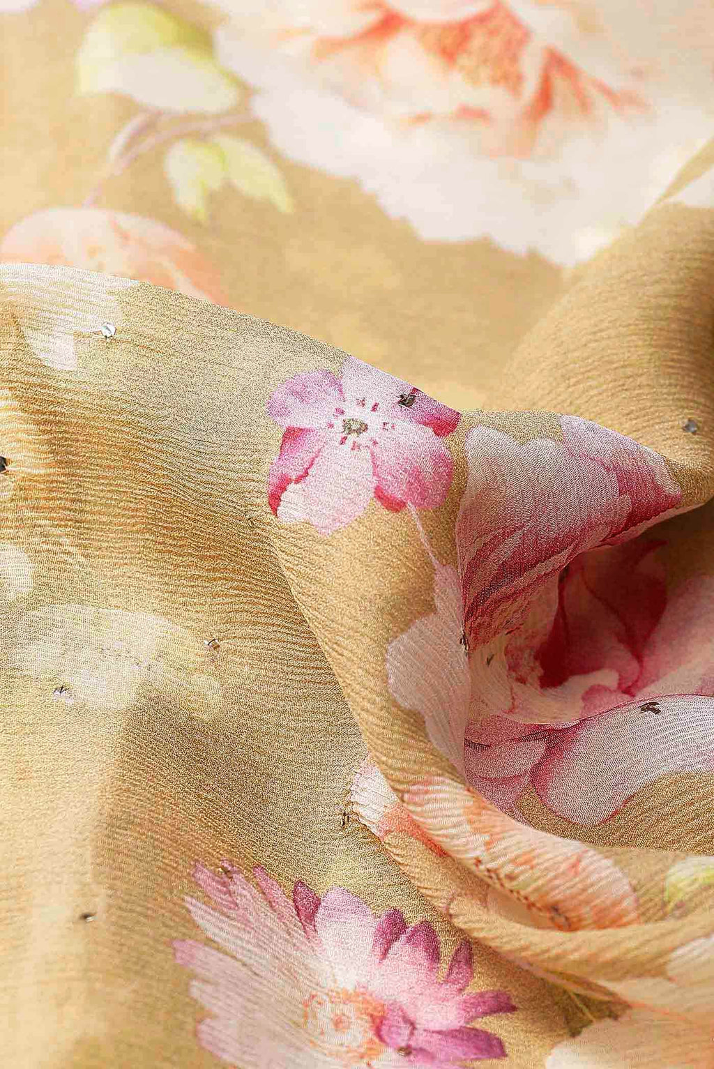 Beige Mysore Chiffon Saree