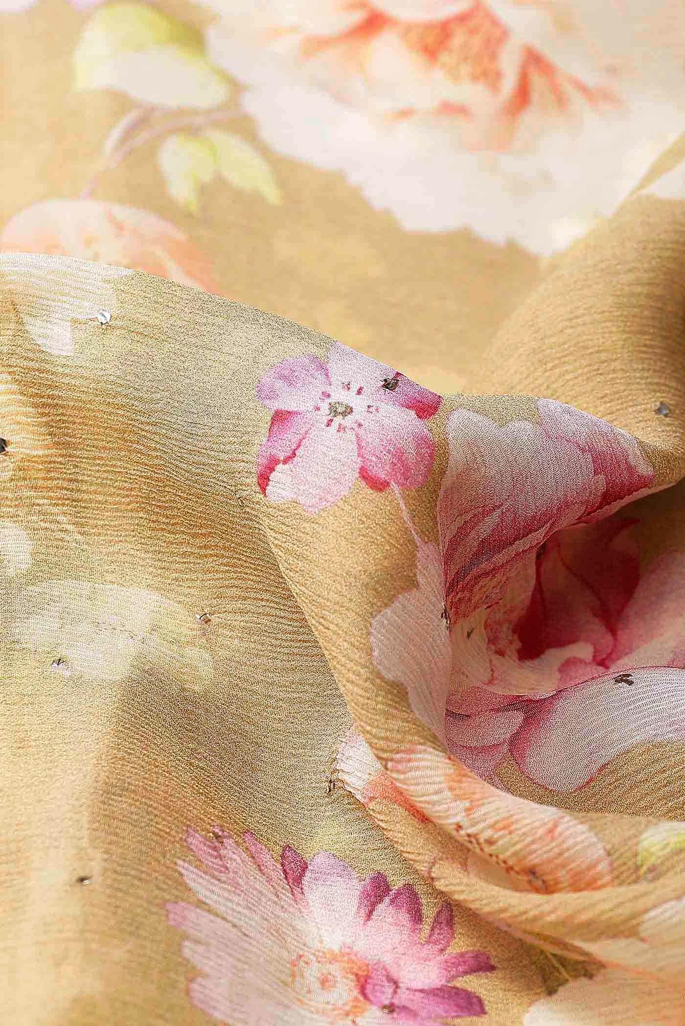 Beige Mysore Chiffon Saree