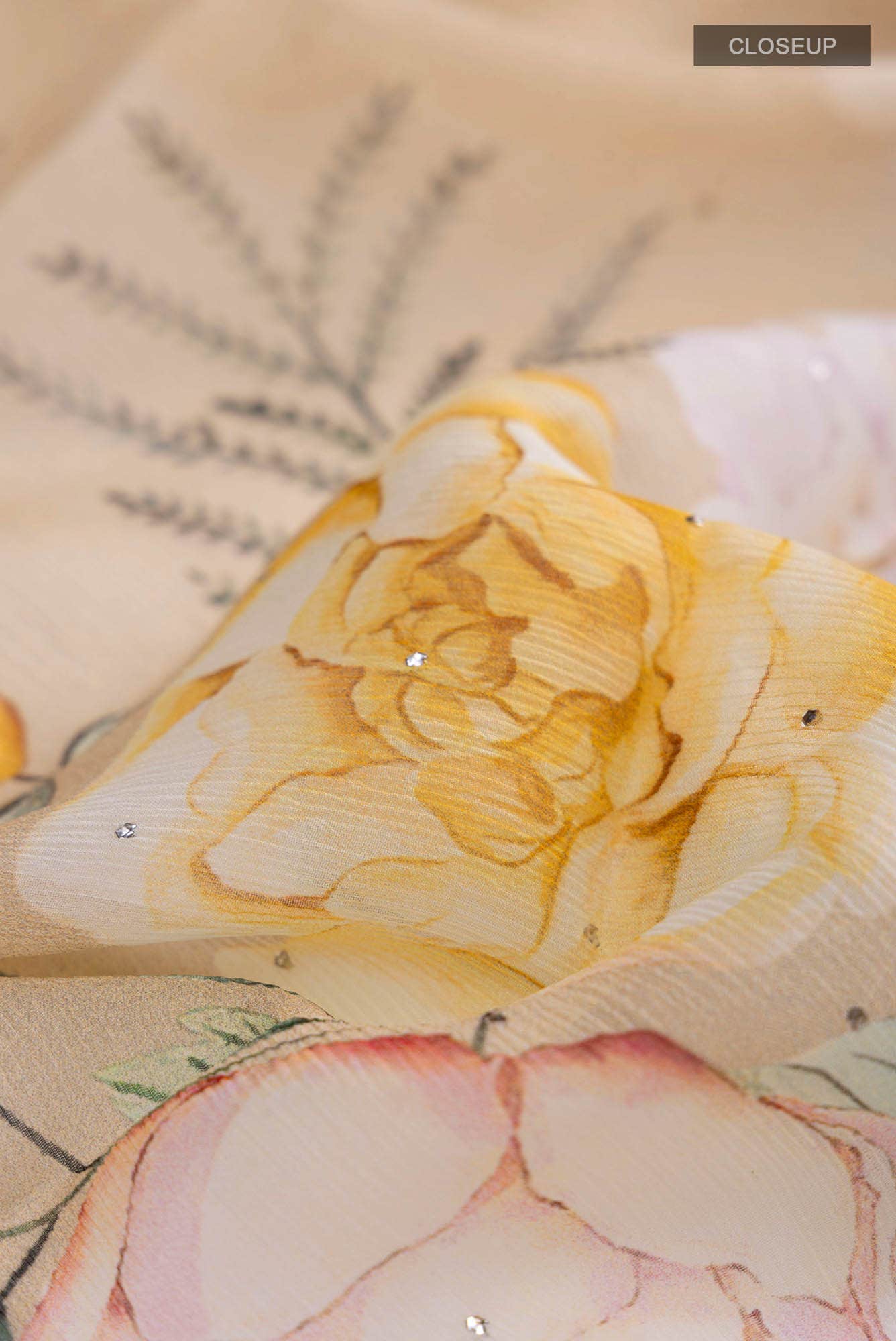 Beige Chiffon Saree