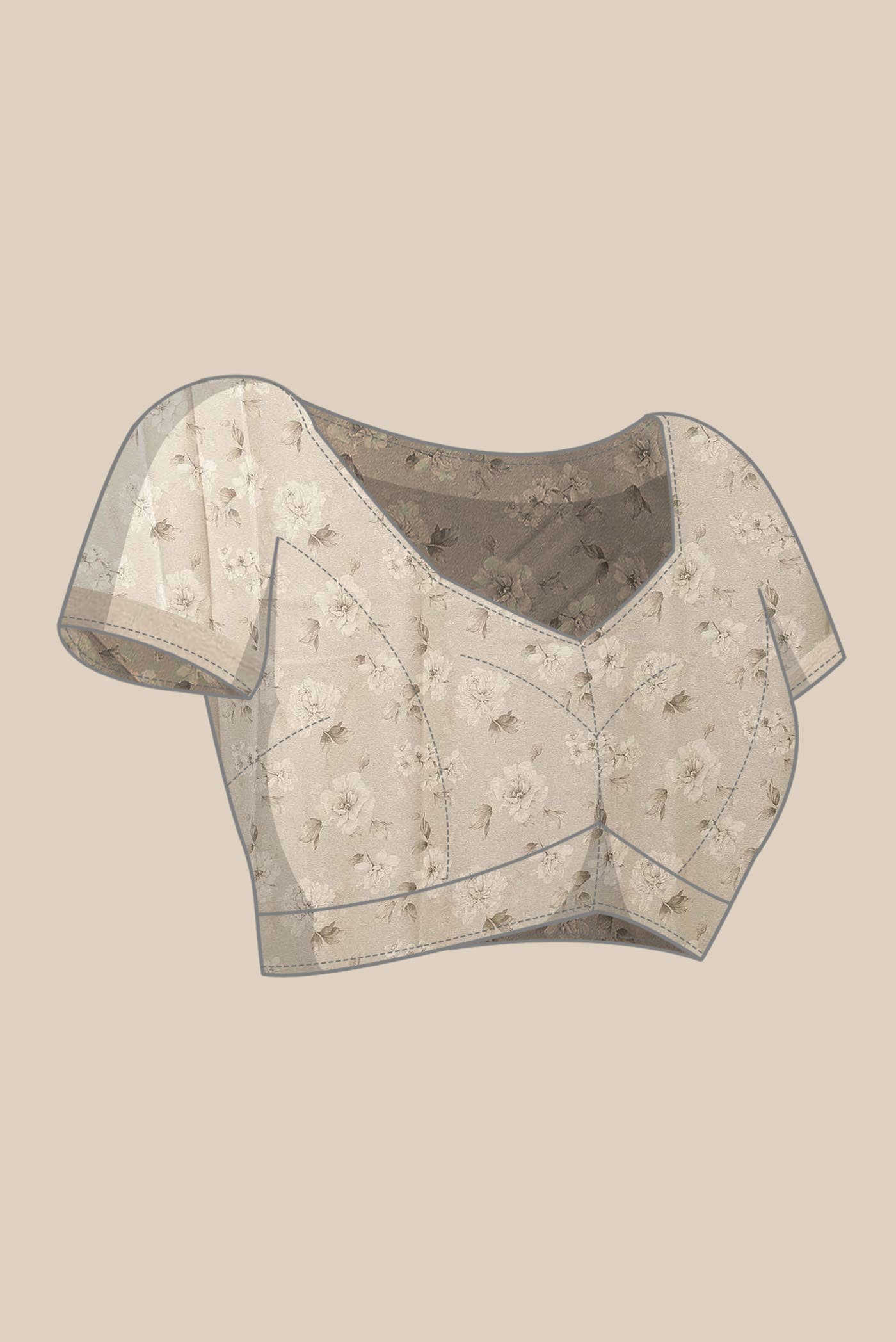 Cream Mysore Chiffon Saree