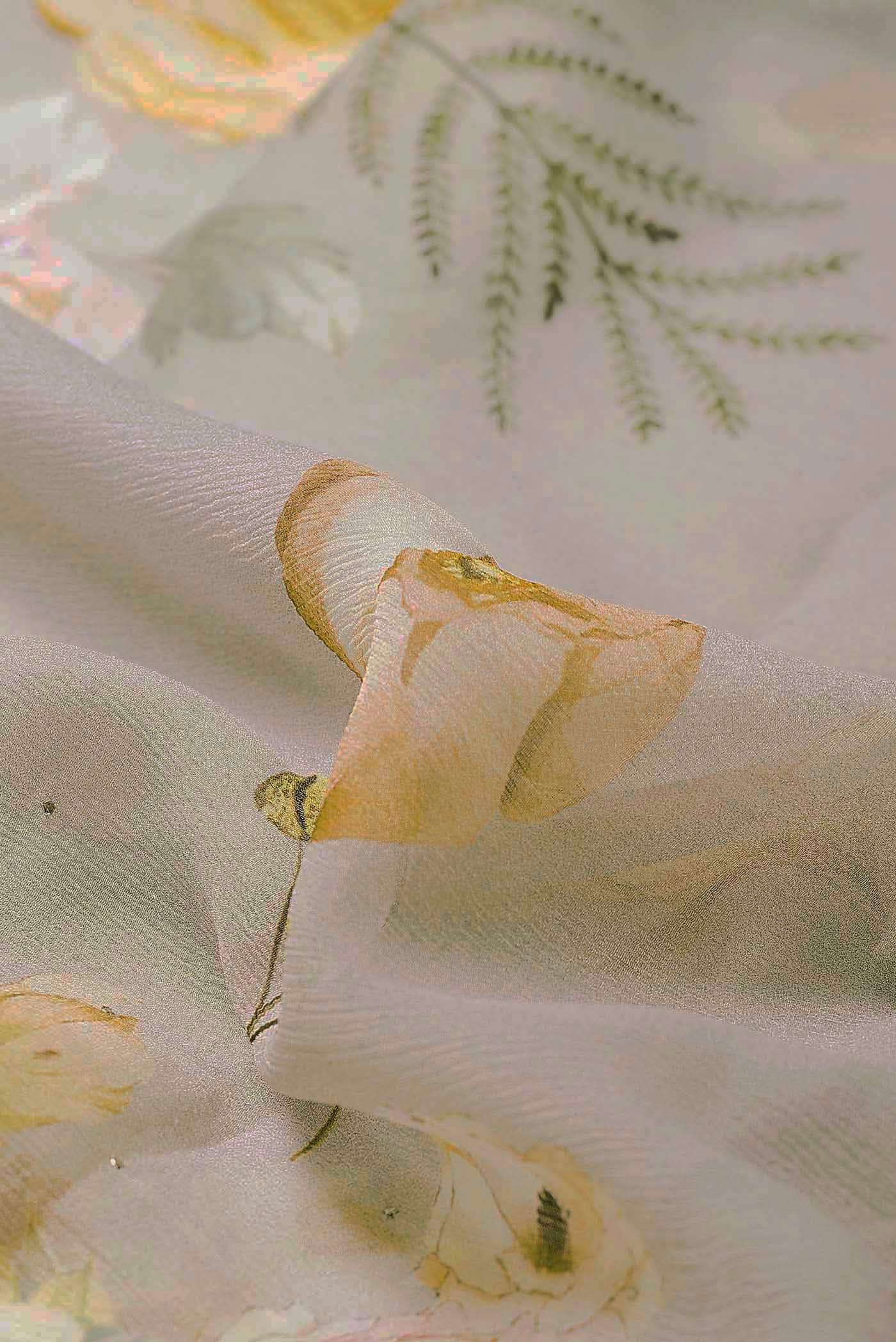 Cream Mysore Chiffon Saree