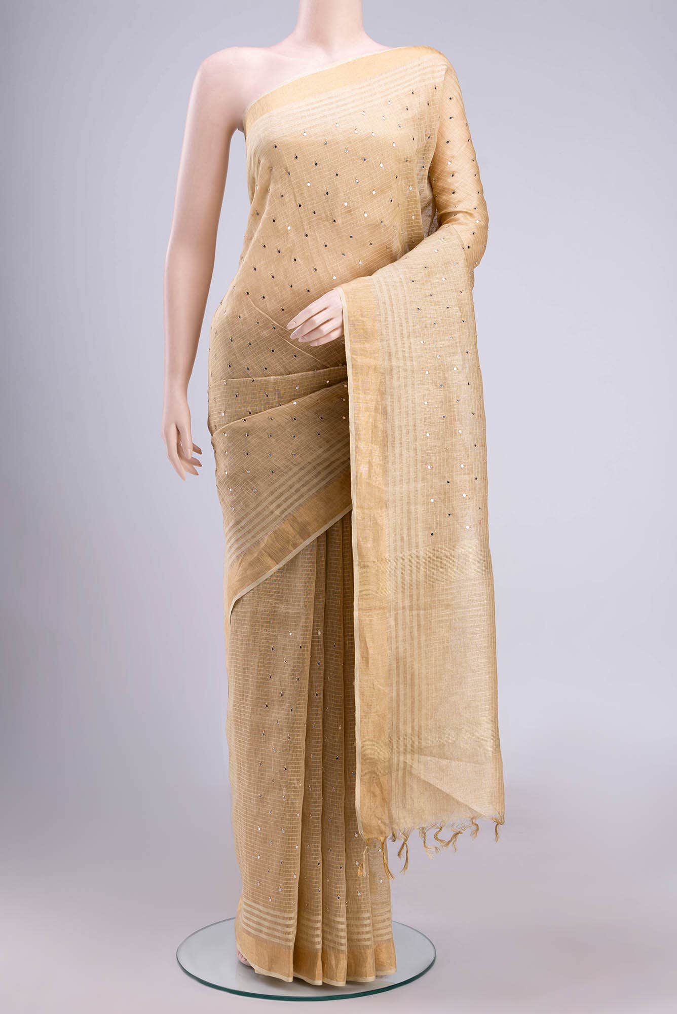 Beige Linen Saree