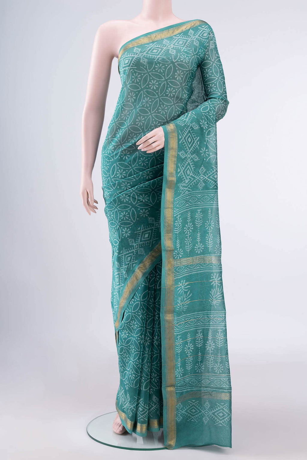 Maya Blue Maheshwari Silk Cotton Saree