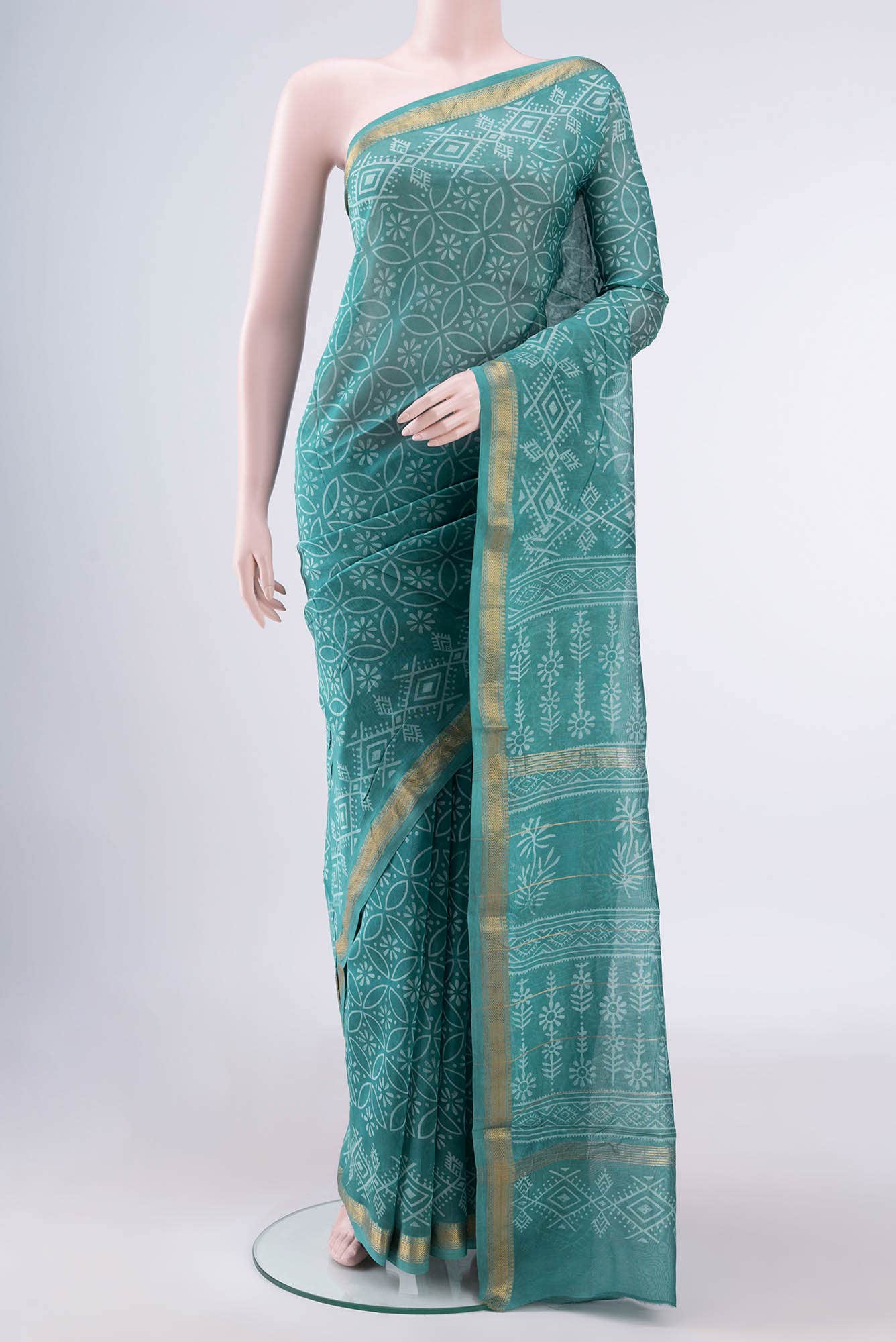 Maya Blue Maheshwari Silk Cotton Saree