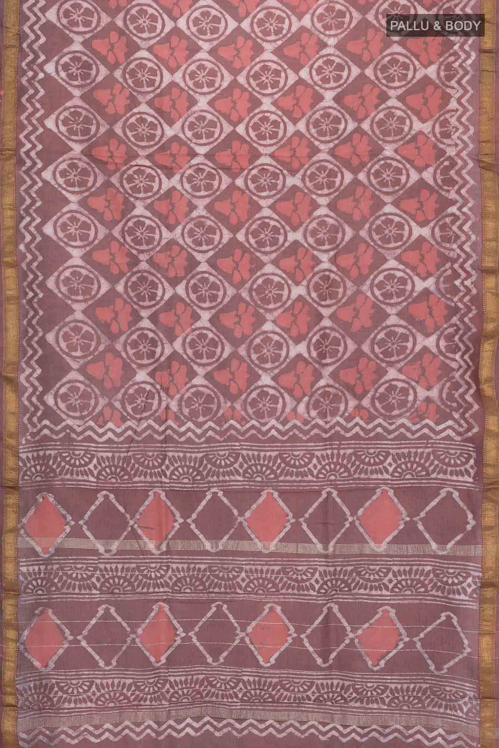 Brown Maheshwari Silk Cotton Saree