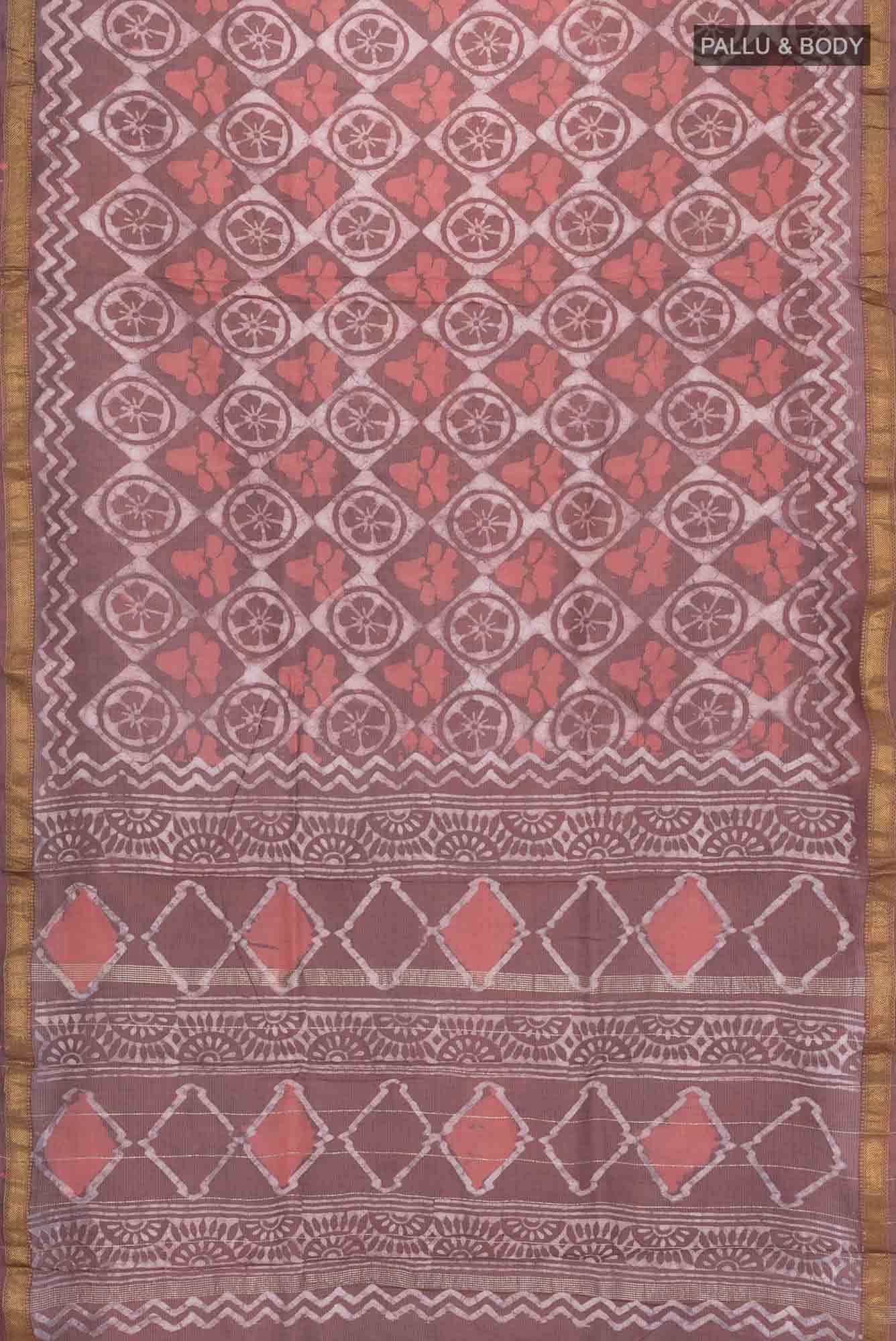 Brown Maheshwari Silk Cotton Saree