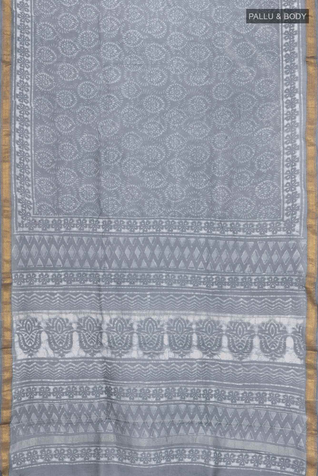 Grey Maheshwari Silk Cotton Saree