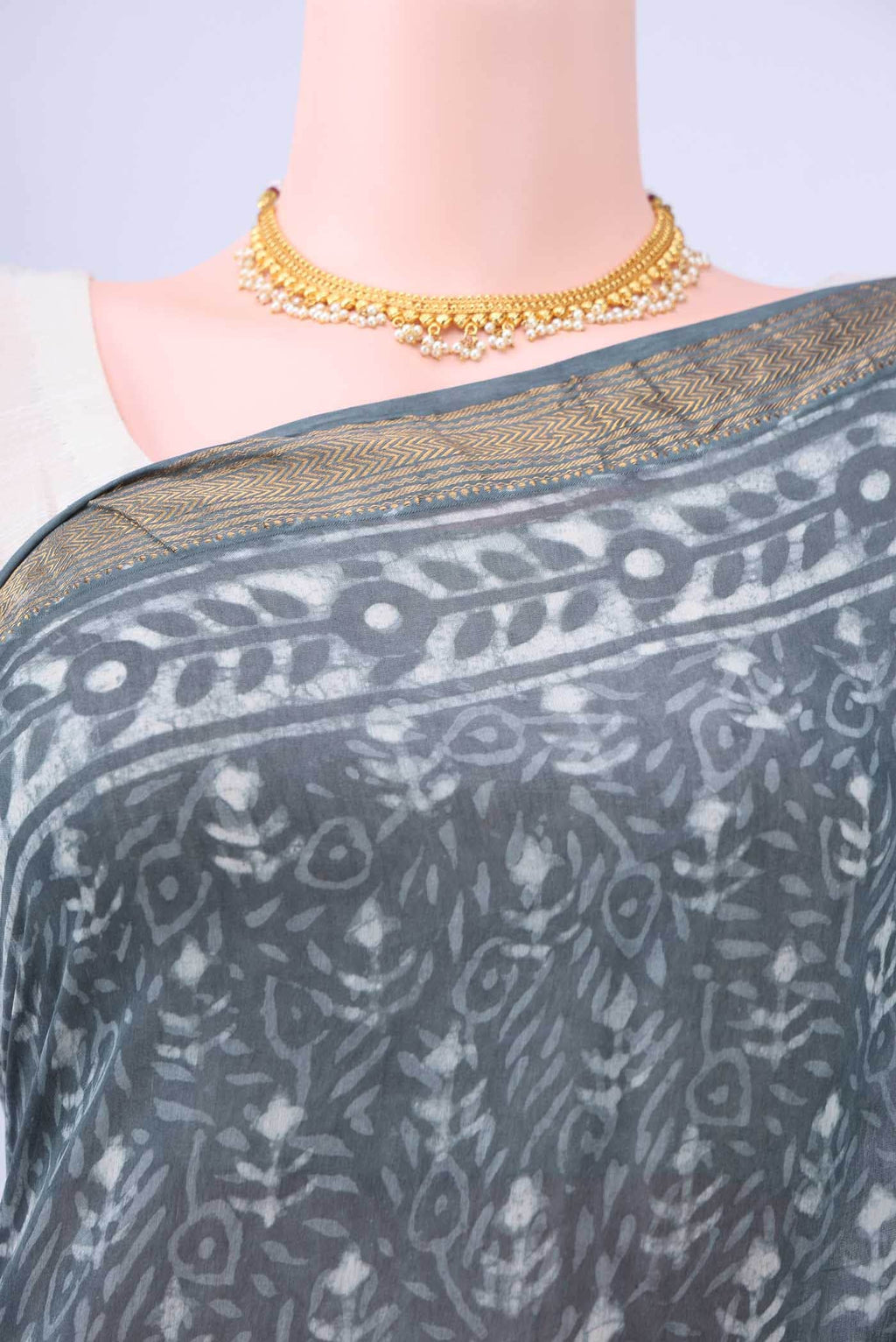 Grey Maheshwari Silk Cotton Saree