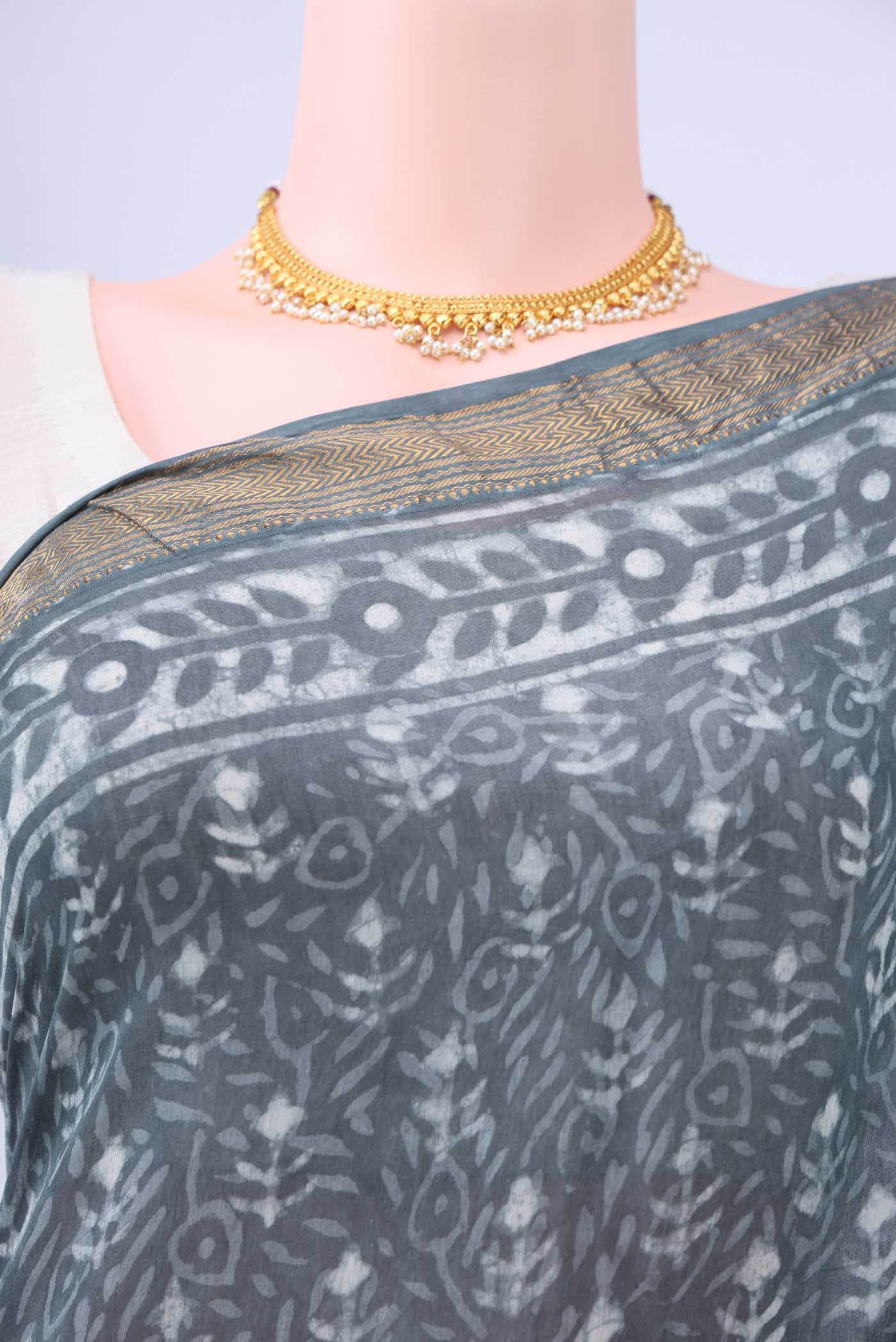 Grey Maheshwari Silk Cotton Saree