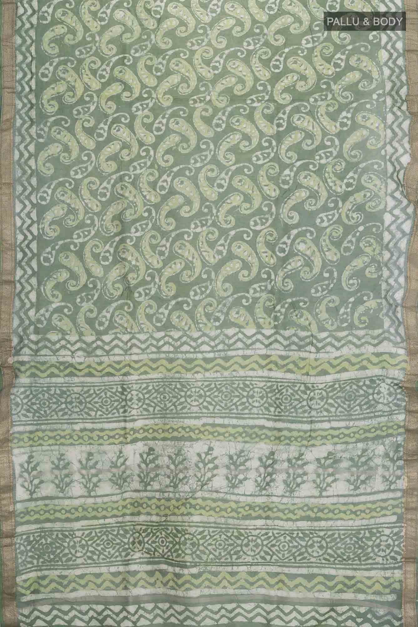 Light Green Maheshwari Silk Cotton Saree