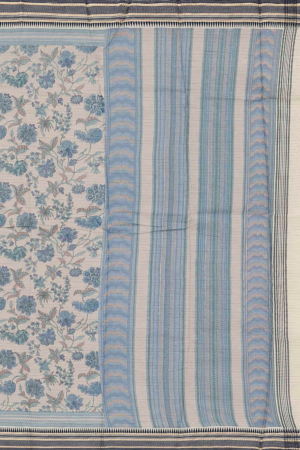 Cream Tussar Silk Saree