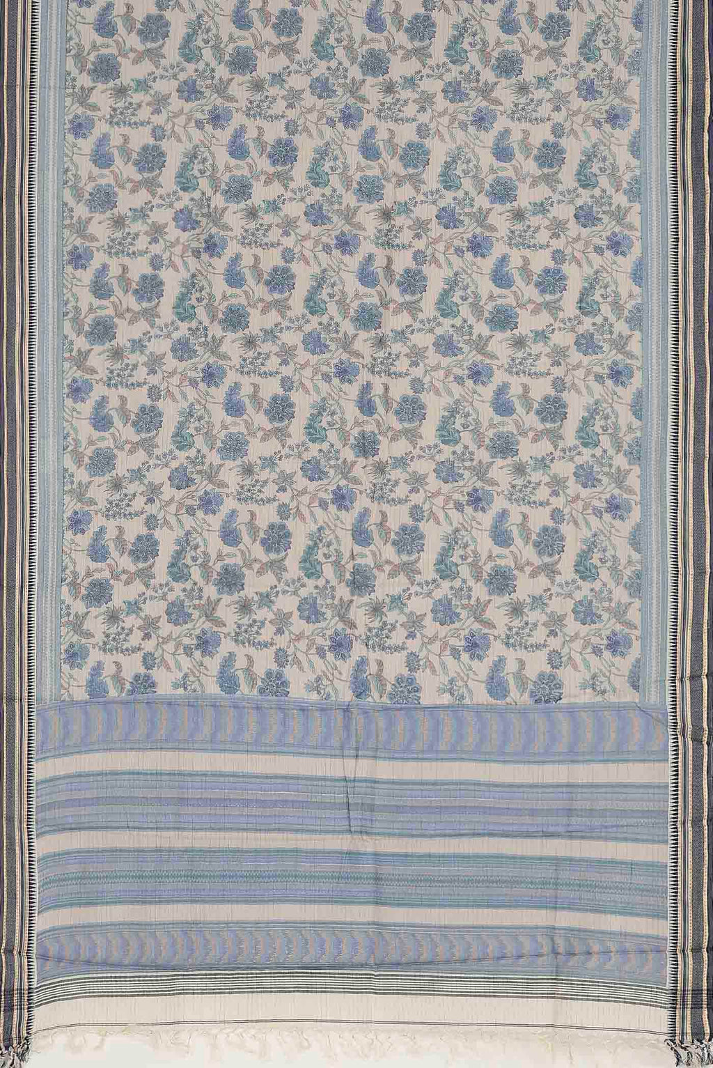 Cream Tussar Silk Saree