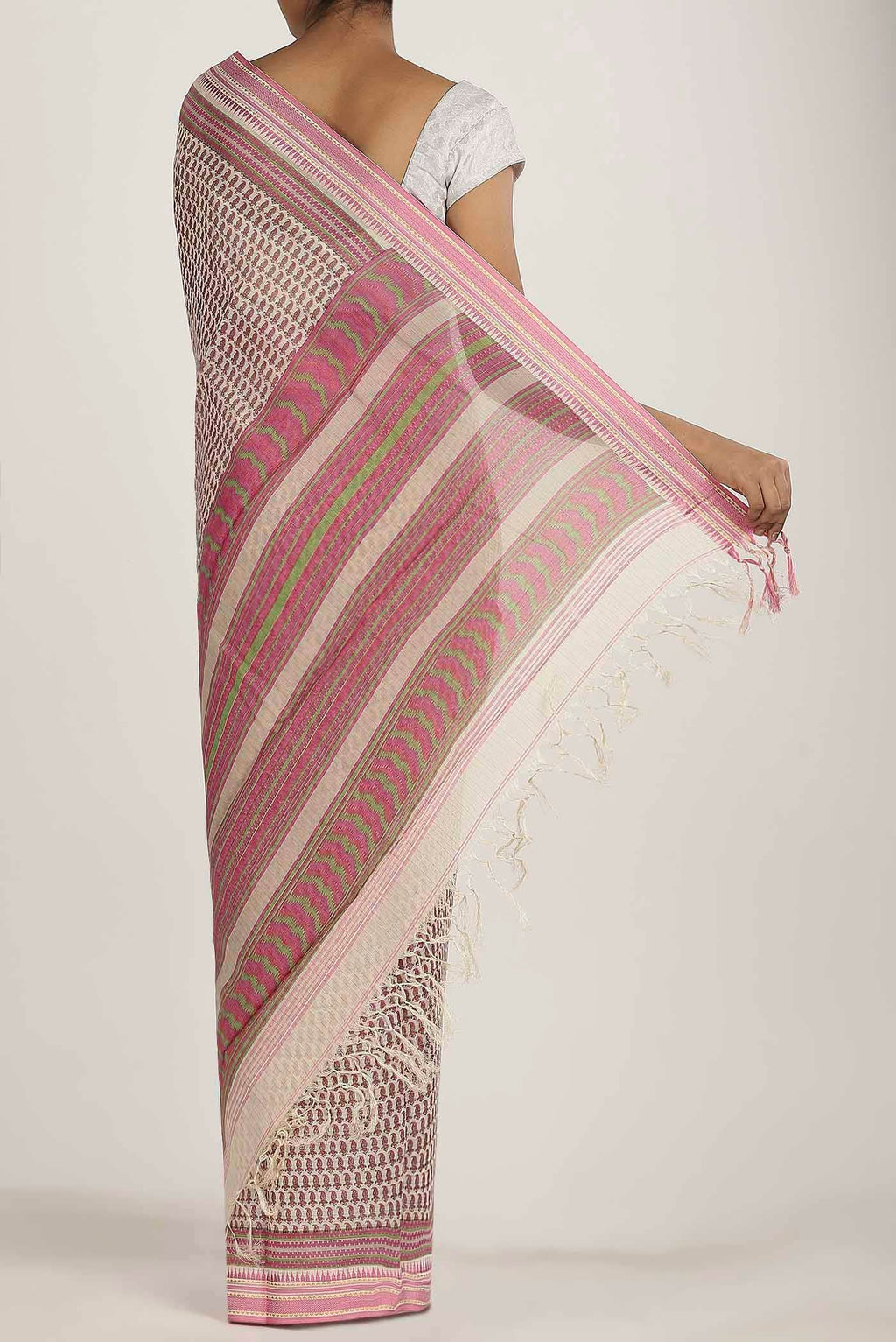 Cream Tussar Silk Saree