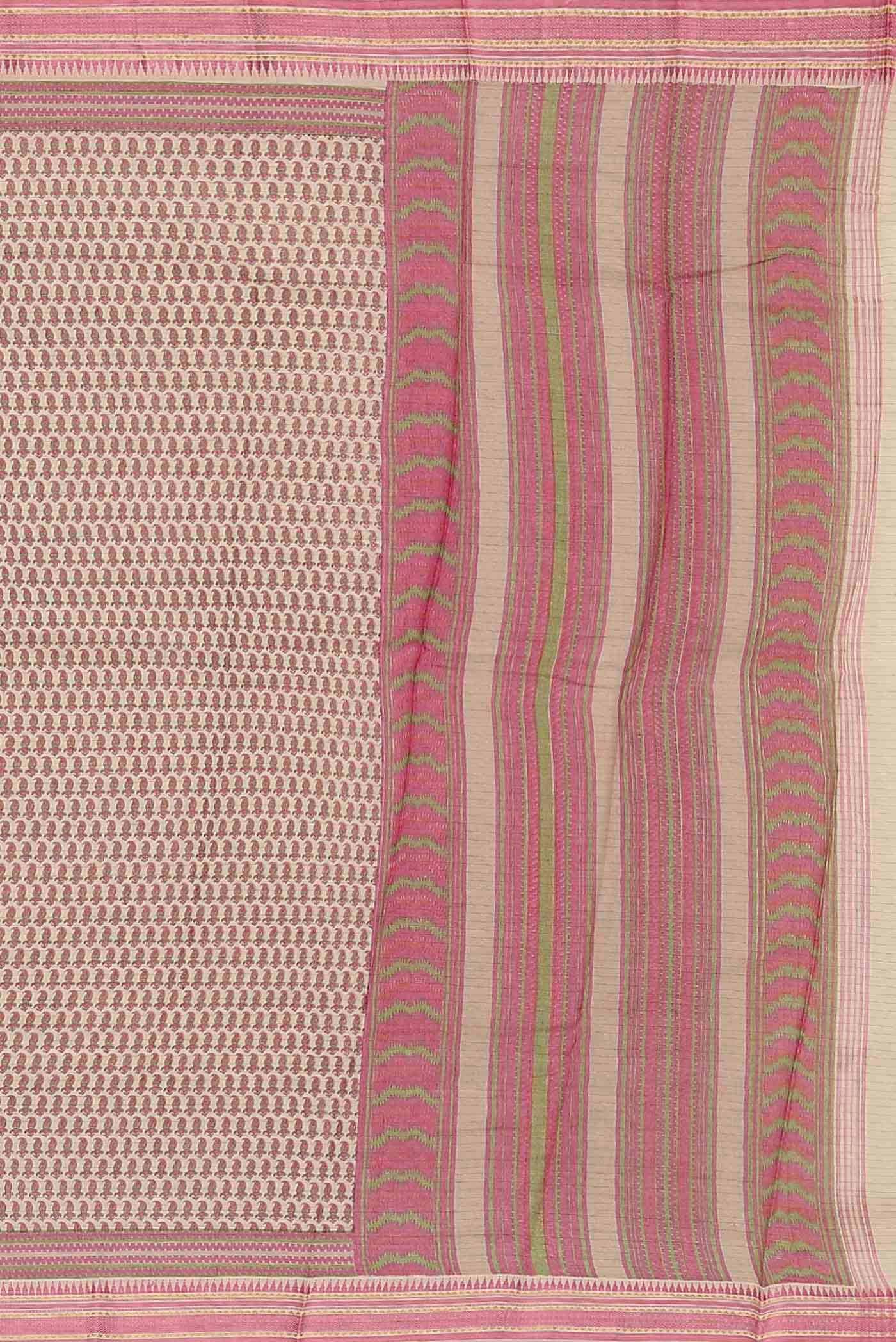Cream Tussar Silk Saree