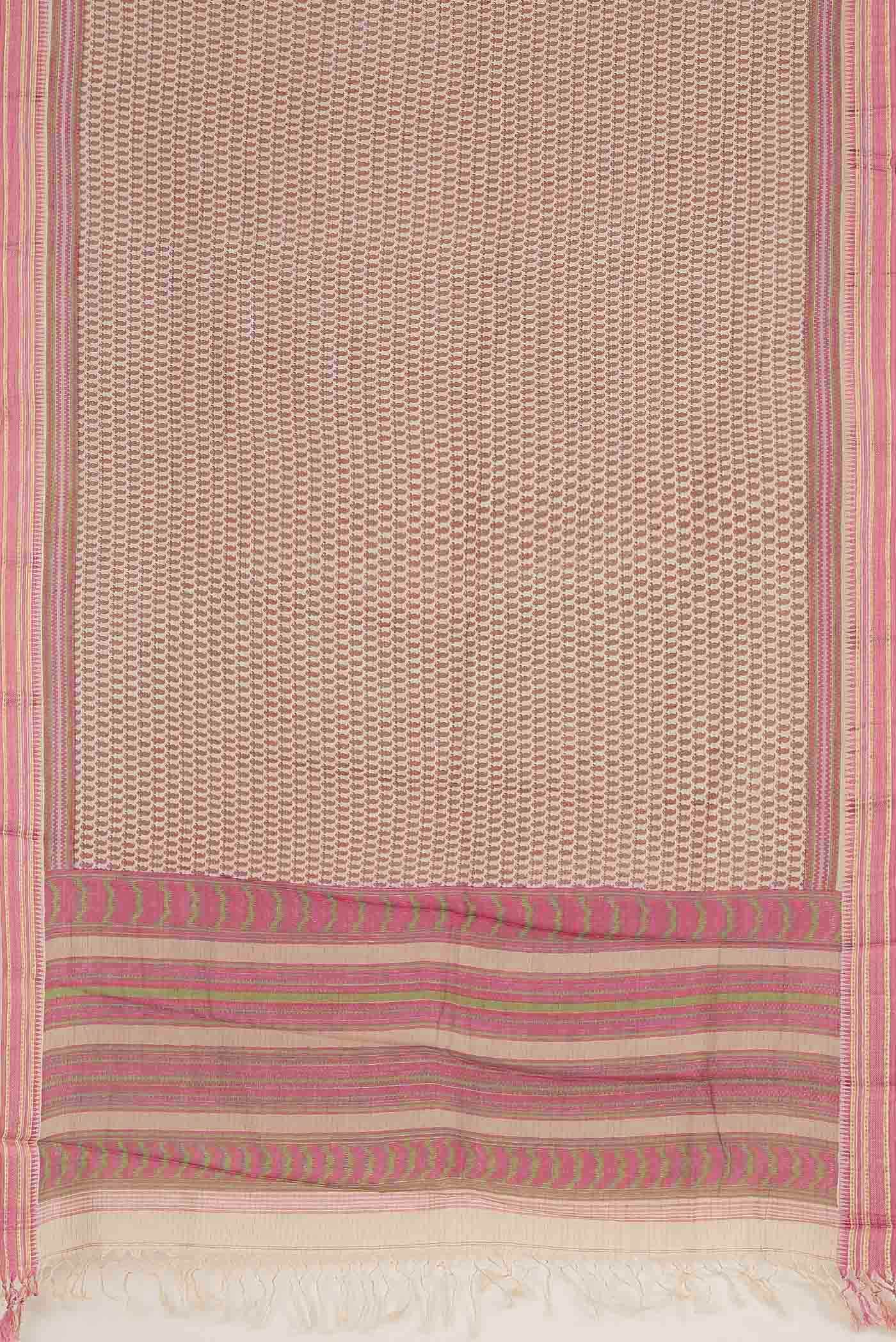 Cream Tussar Silk Saree