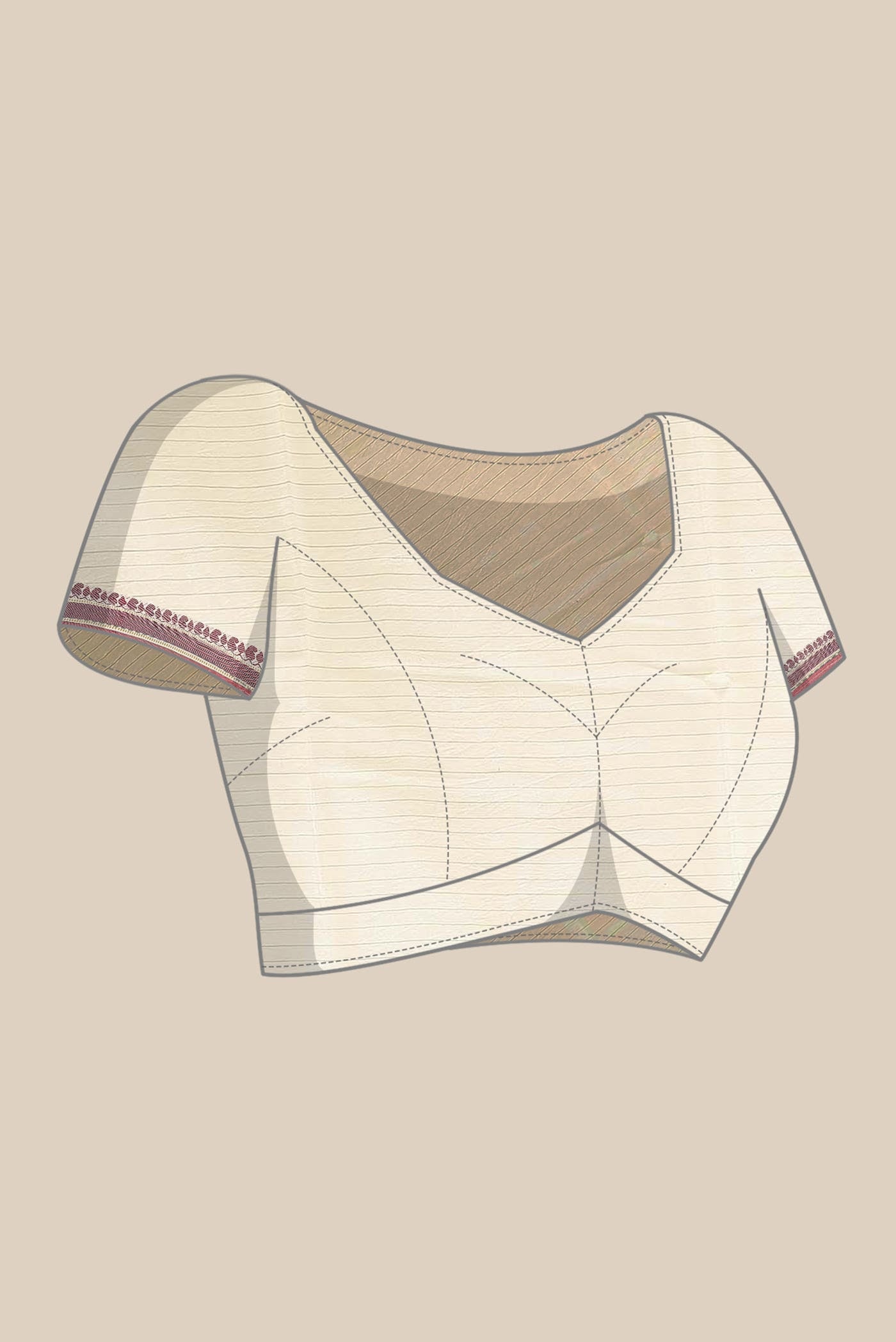 Cream Tussar Silk Saree