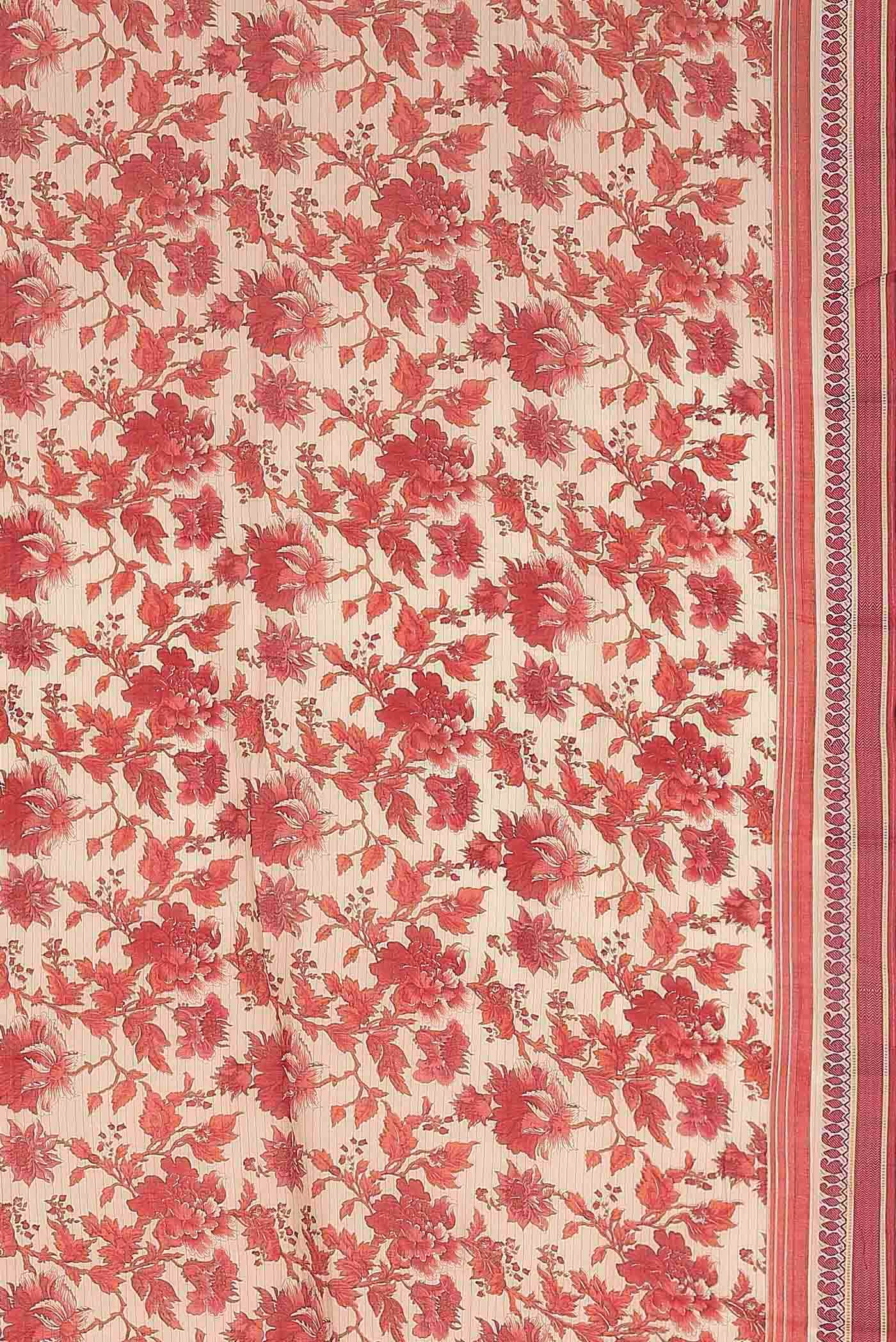 Cream Tussar Silk Saree