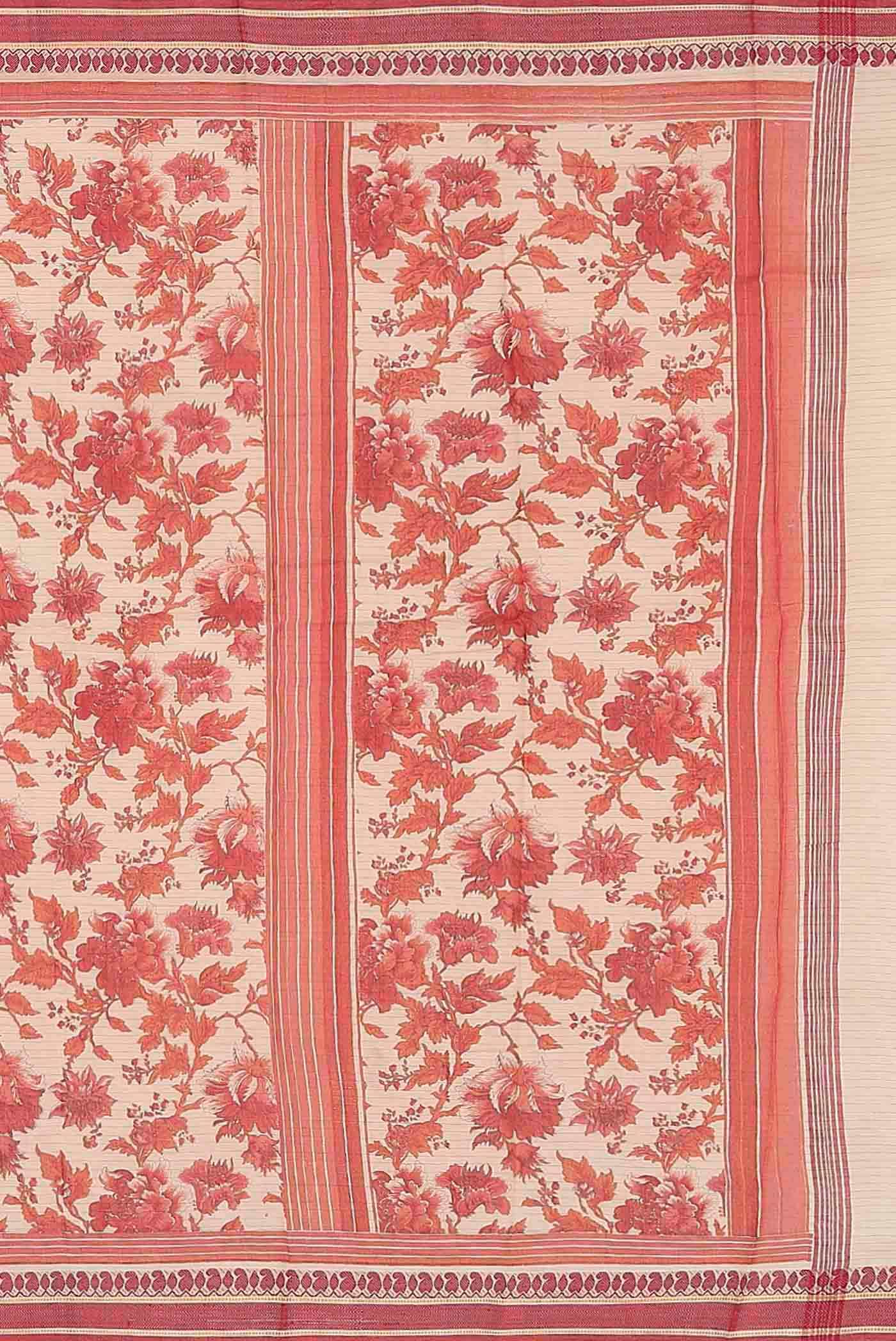 Cream Tussar Silk Saree