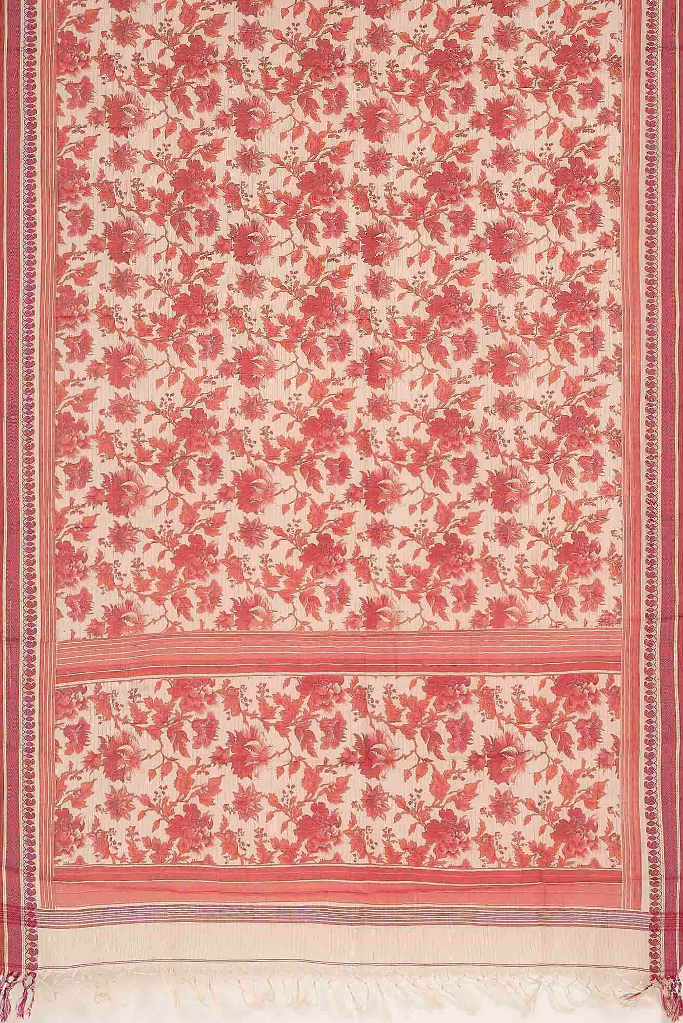 Cream Tussar Silk Saree
