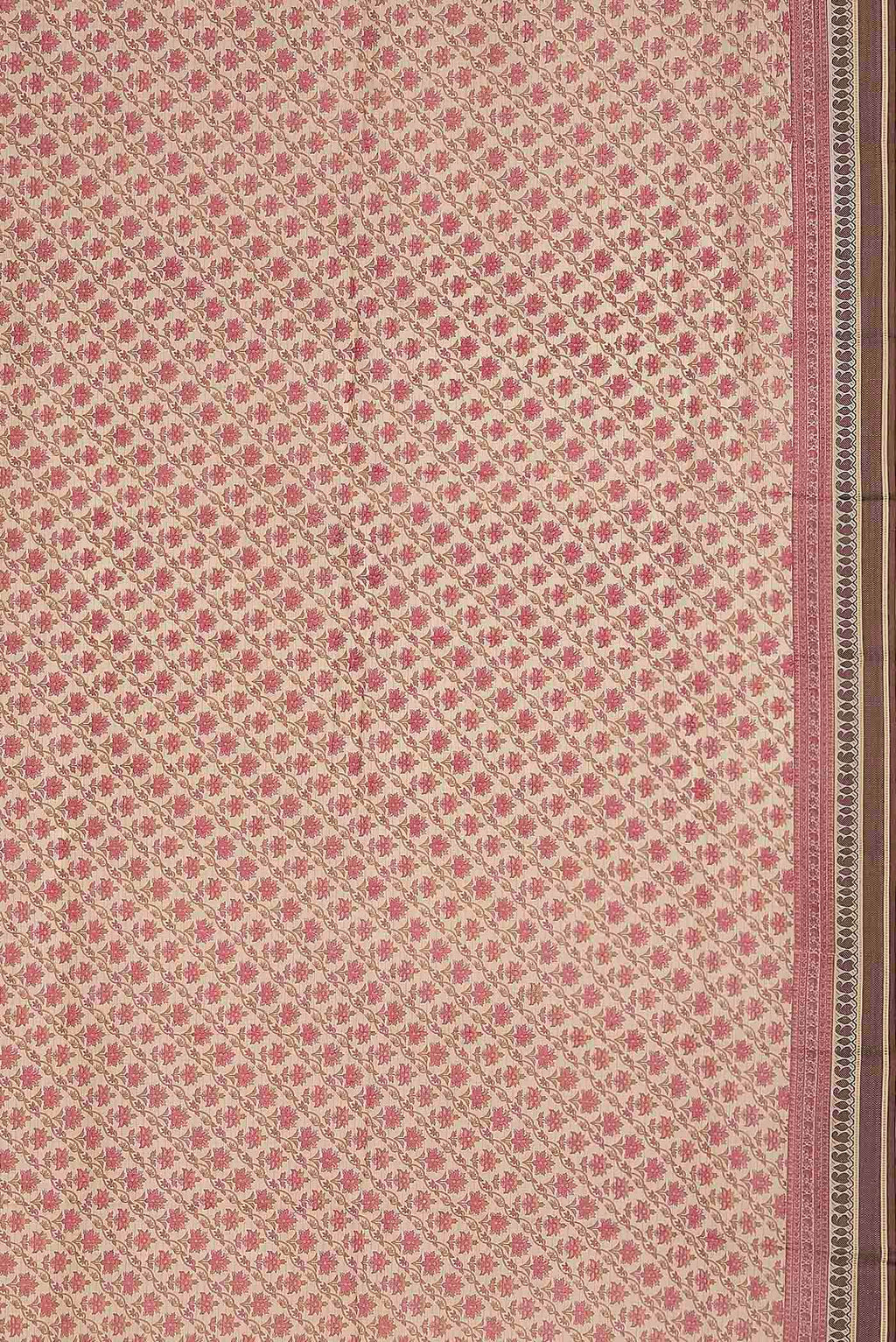 Cream Tussar Silk Saree