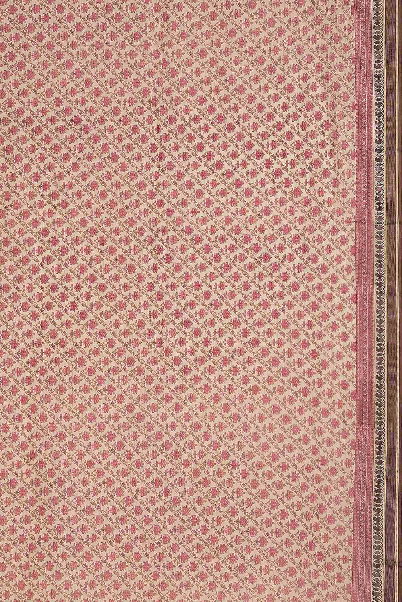 Cream Tussar Silk Saree